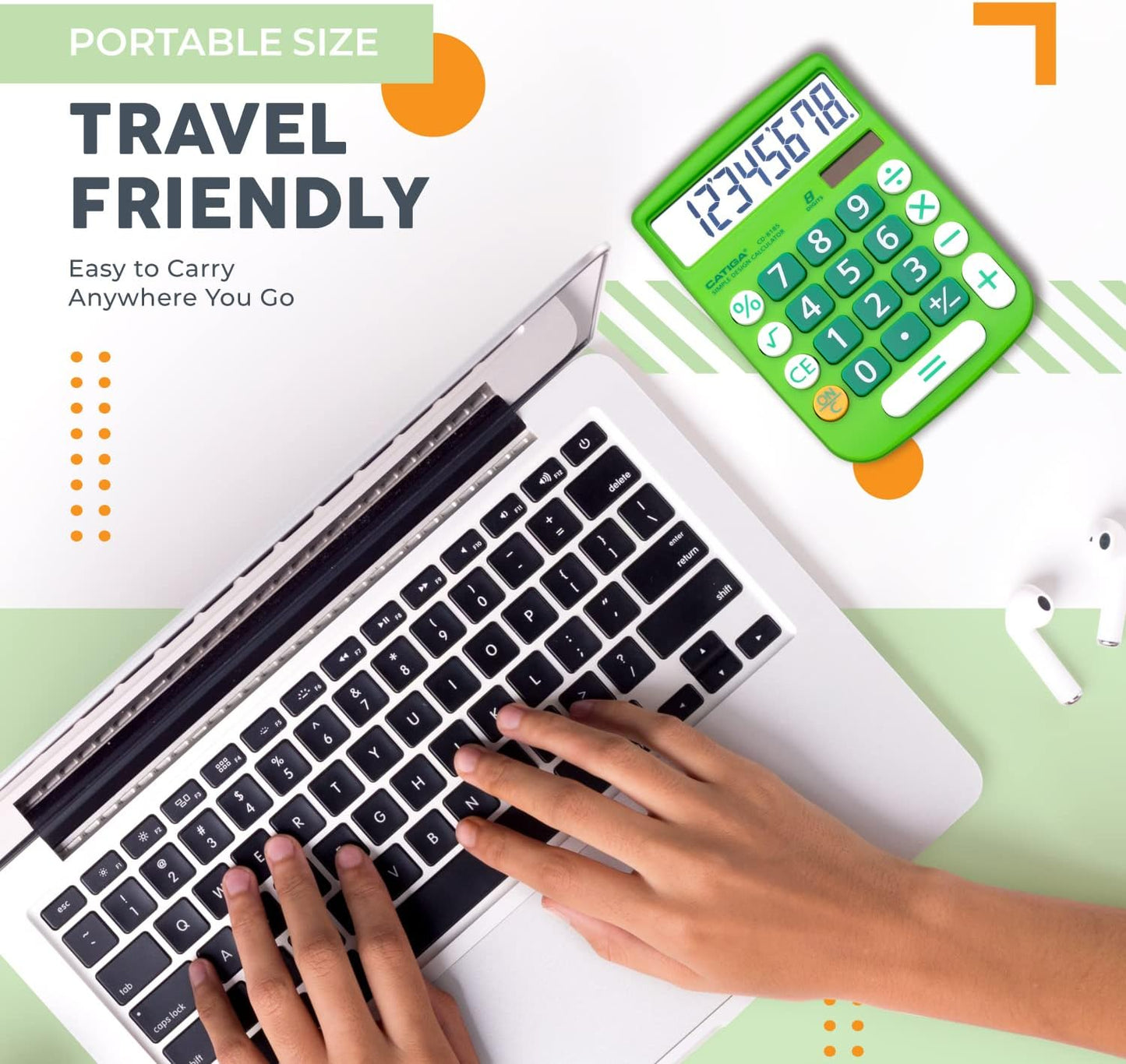 CATIGA Desktop Calculator 8 Digit with Solar Power and Easy to Read LCD Display, Big Buttons, for Home, Office, School, Class and Business, 4 Function Small Basic Calculators for Desk, CD-8185