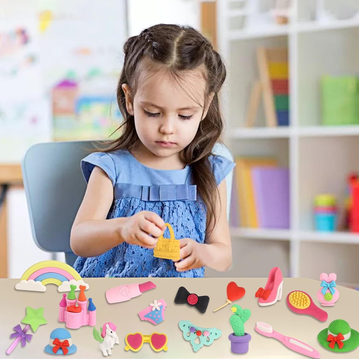 72 Pcs Erasers for Kids, Mini Pencil Eraser Bulk Classroom Prizes, Fun Puzzle Erasers for Girl Preschool Elementary Student, Back to School Supplies