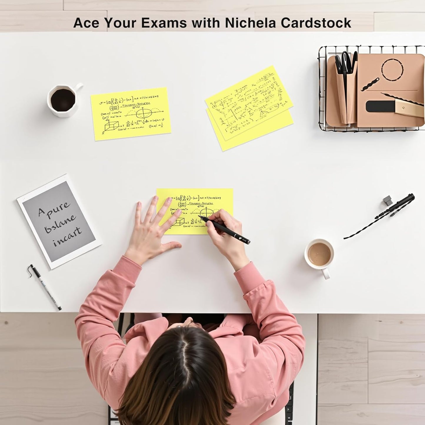 300 Count Blank Index Cards 3x5 Inch Yellow Flash Cards Colored Cardstock, Unruled Note Cards Study Card Portable Learning Flashcards Ideal for Note Taking, Art Sketching, Office & School Supplies