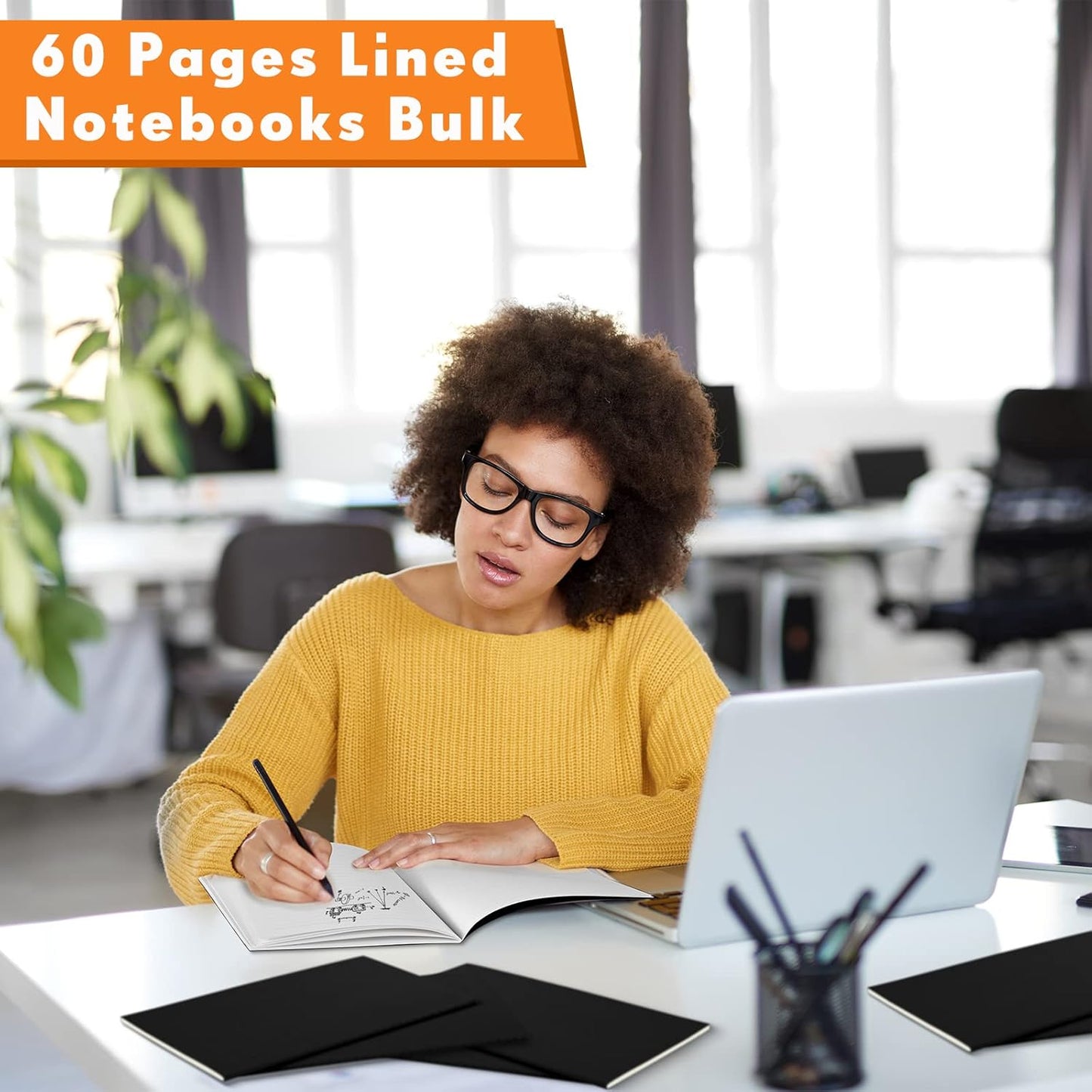 100 Pcs Kraft Notebook Journals 5.5 Inch x 8.3 Inch A5 Softcover Notebooks Bulk for Writing Sketch Office Notepad with 60 Pages 30 Sheets (Multicolor,Lined)(Black,Lined)