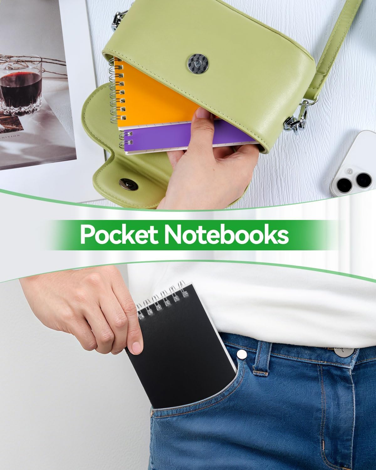 Dynta Pocket Notebook Bulk 60 Packs, 3x5 Inch Small Notepad Top Bound With Lined Pages, 10 Vibrant Colored Mini Spiral Notebooks 60Sheets/120Pages (80GSM), Memo Pads for Home, School, College, Office