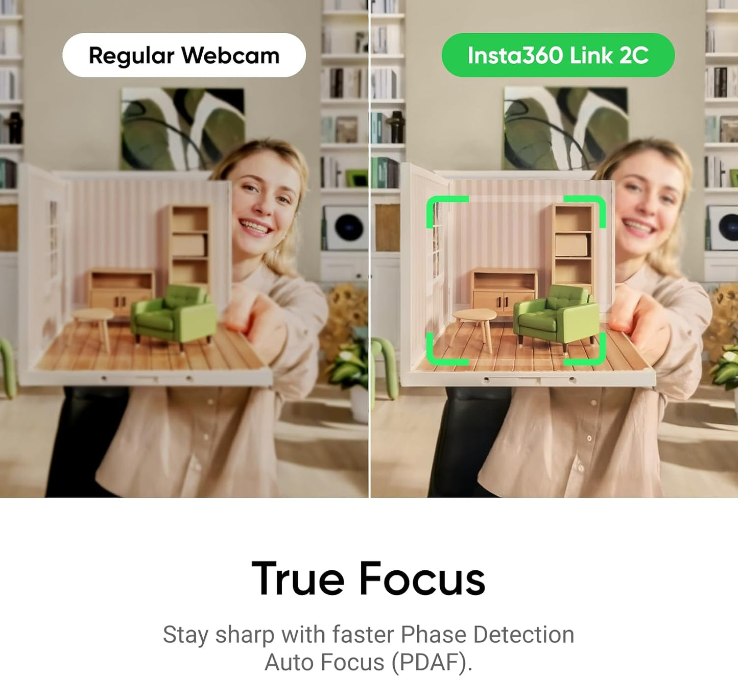 Insta360 Link 2C - 4K Webcam for PC/Mac, 1/2" Sensor, Auto Framing, HDR, AI Noise-Canceling Mic, Gesture Control for Streaming, Video Calls, Gaming, Works with Zoom, Teams, Twitch & More