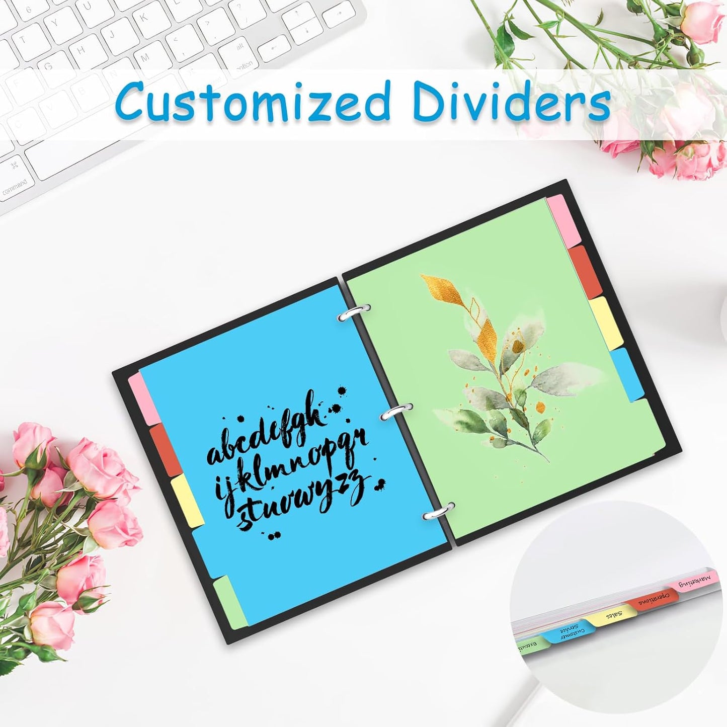 Binder Dividers for 3 Ring Binder, 1/5 Cut Tabs, Letter Size, Blank Write On Page Dividers with 5 Big Tabs for School Office Home, 4 Sets, 20 Dividers, Colorful