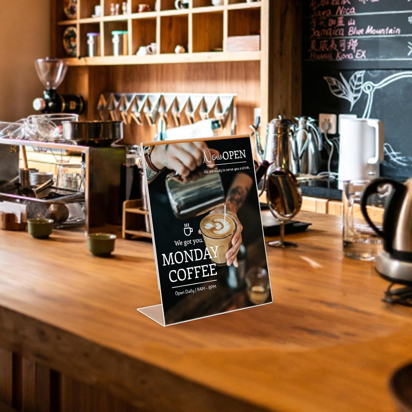 Acrylic Sign Stand Holders - 8.5 x 11 Clear Plastic Table Paper Display Stand, Suit for Displaying Posters, Picture, Flyers, Menu - 10 Pack