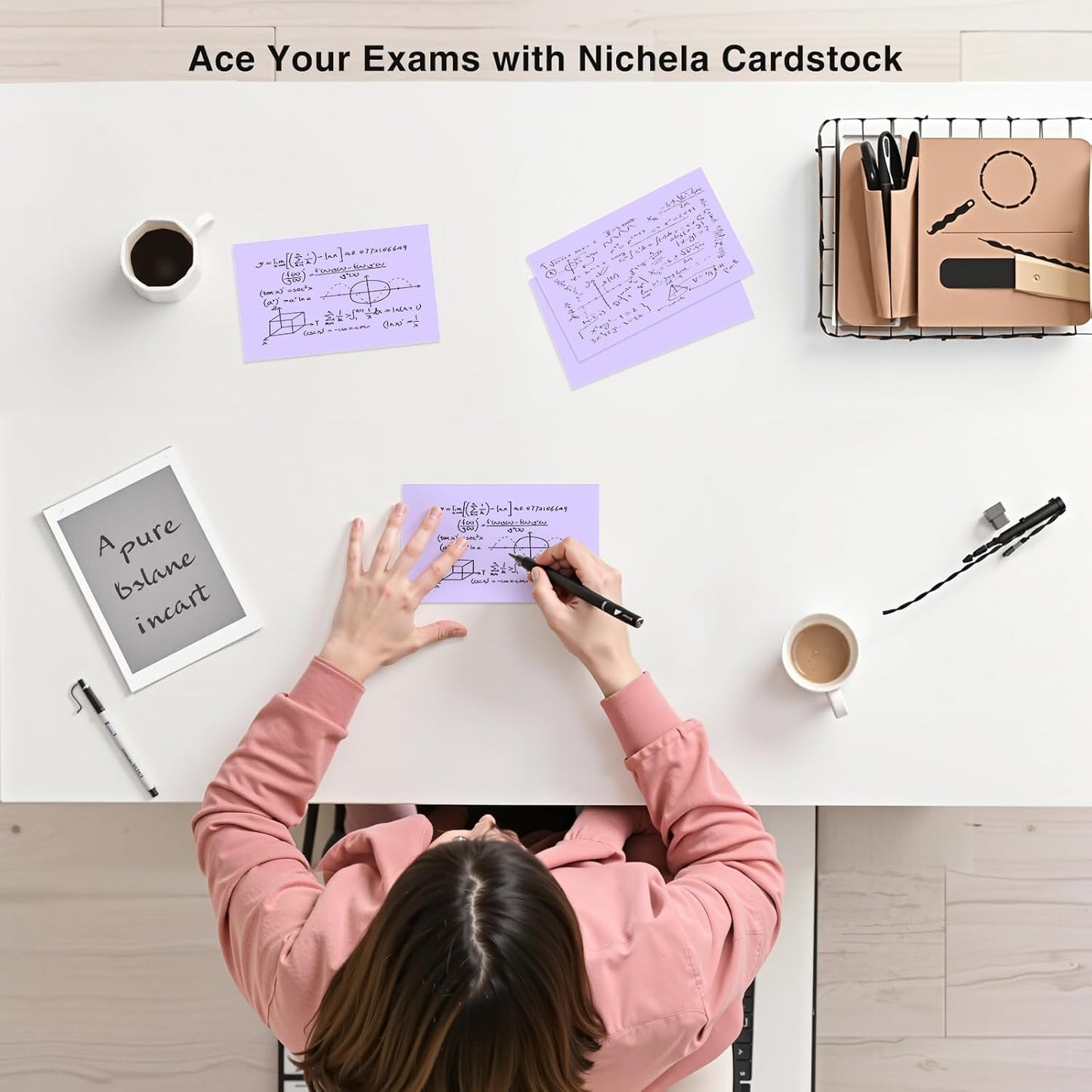 300 Count Blank Index Cards 3x5 Inch Purple Flash Cards Colored Cardstock, Unruled Note Cards Study Card Portable Learning Flashcards Ideal for Note Taking, Art Sketching, Office & School Supplies