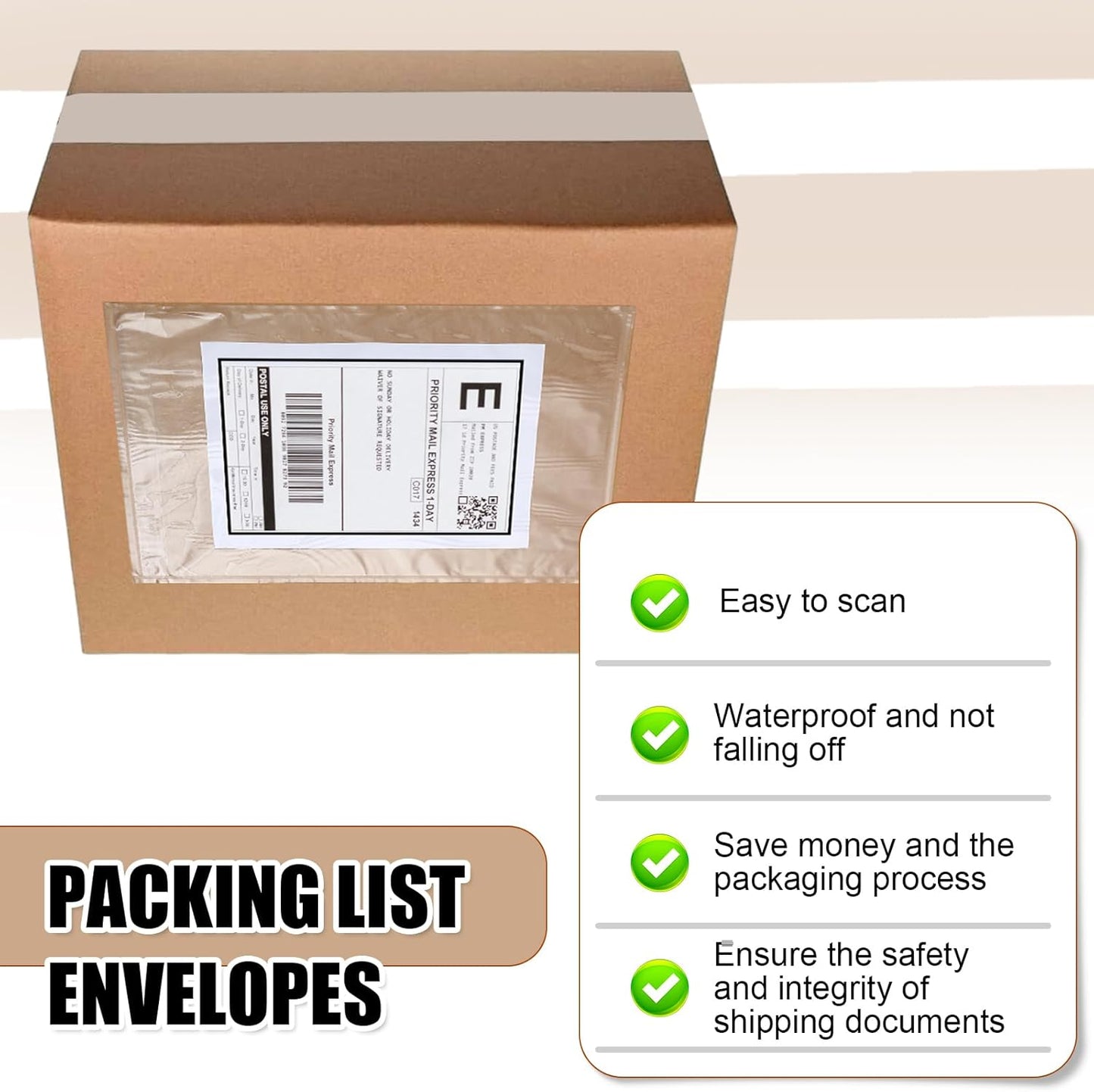 Cholemy 200 Pcs 9.5 x 12 in Clear Packing List Envelopes Shipping Pouches Mailing Shipping Label Sleeves Clear Adhesive Pockets Protectors Slip Envelope Pouches Holders Cover Enclosed Bag for Packing