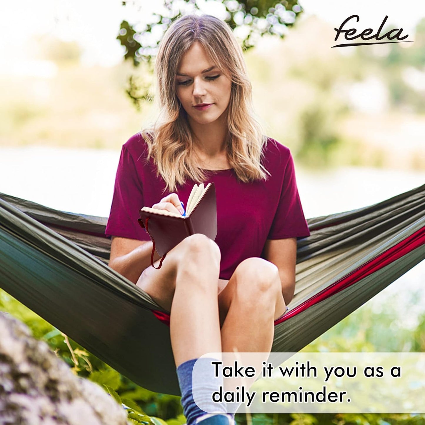 feela 6 Pack Pocket Mini Notebooks Bulk, Small Cute Memo Notepads Hardcover College Ruled Lined Journals with Pen Holder for School Business Work, with 6 Black Pens, 3.5”x 5.5”, A6, Wine