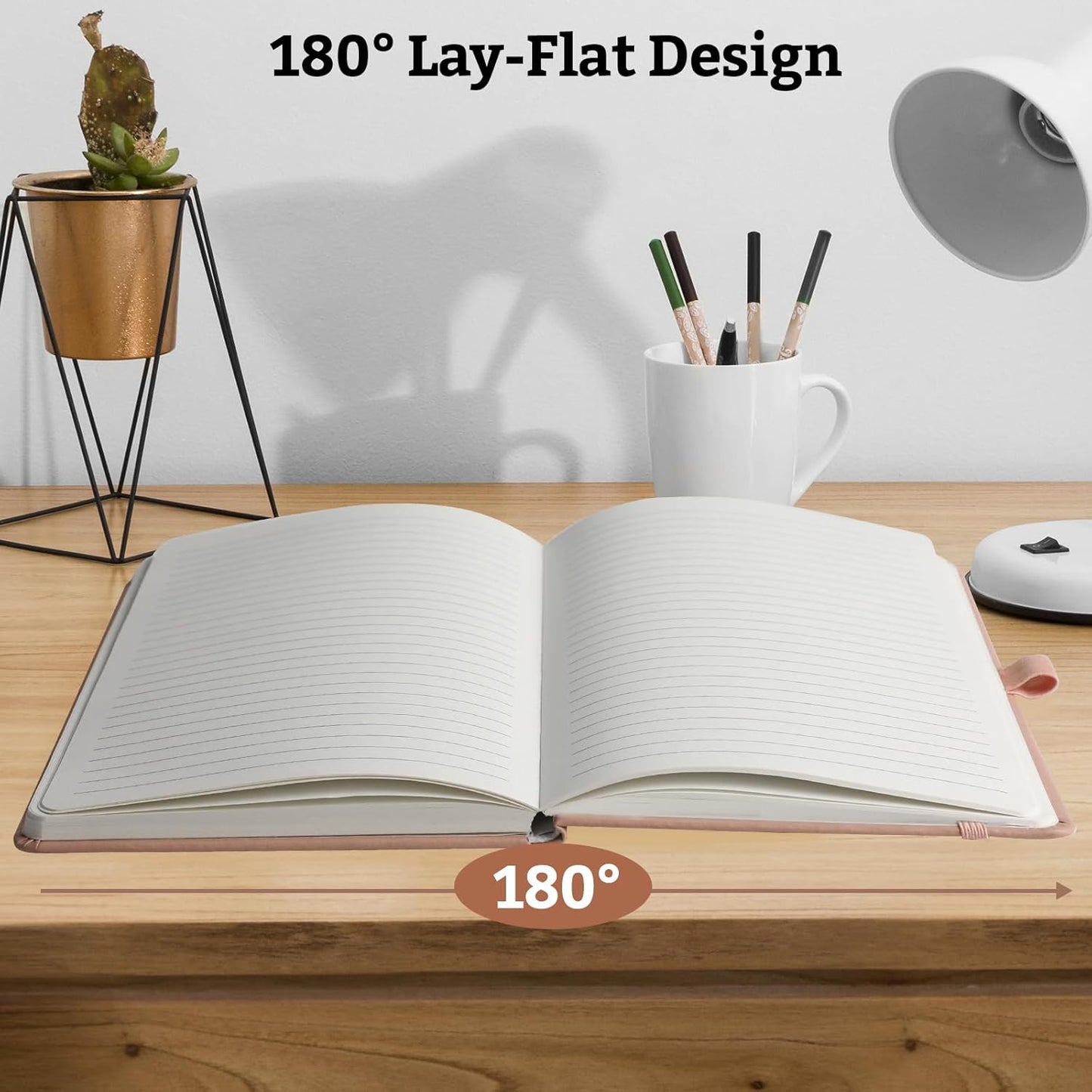 2Pack Lined Hardcover Journal Notebook, A5 192 Pages 100Gsm Thick Paper College Ruled for School,Note Taking,Work,Diary,5.7"*8.3",Blush