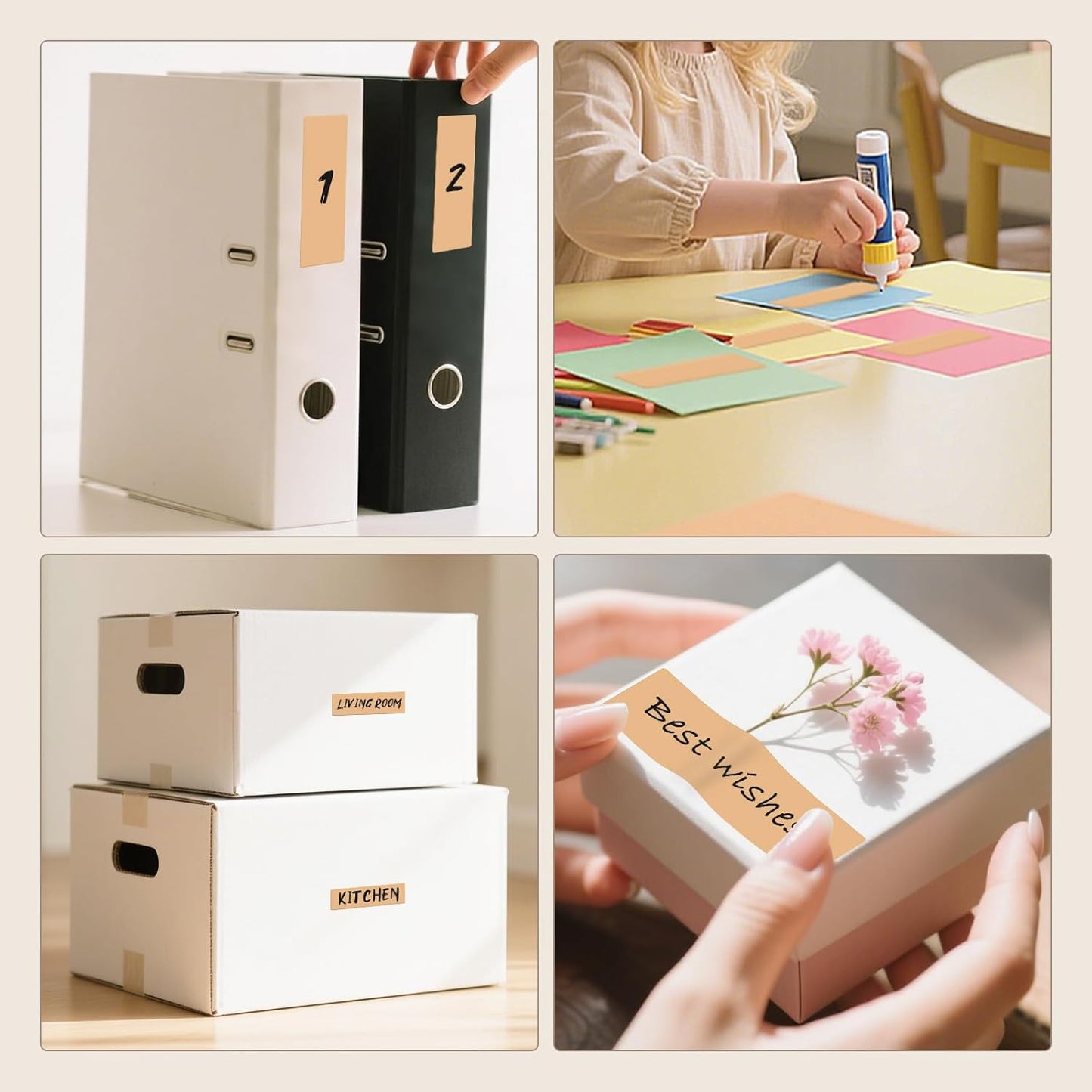 Brown Rectangle Color Coding Labels 3 × 1 Inches, Self-Adhesive Writable Waterproof Vinyl Blank Sticker Roll for Office Home School Business 1000 PCS