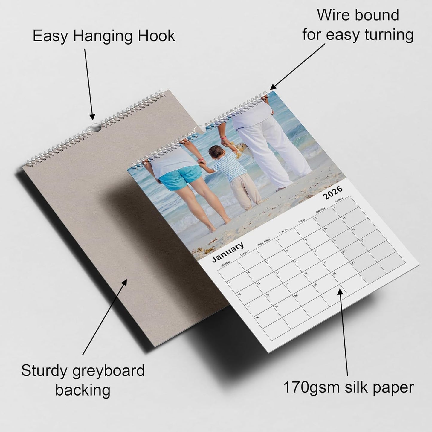 Custom Calendar 2026 for Home & Office - Print Your 13 Memories,Make Your Own Personalized Calendar Customized Christmas Gift &use your photo (Wall Calendar1, 2 Packs)