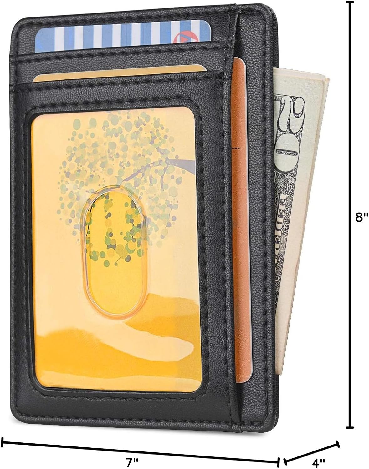 Buffway Slim Minimalist Front Pocket RFID Blocking Leather Wallets for Men and Women - Sand Black