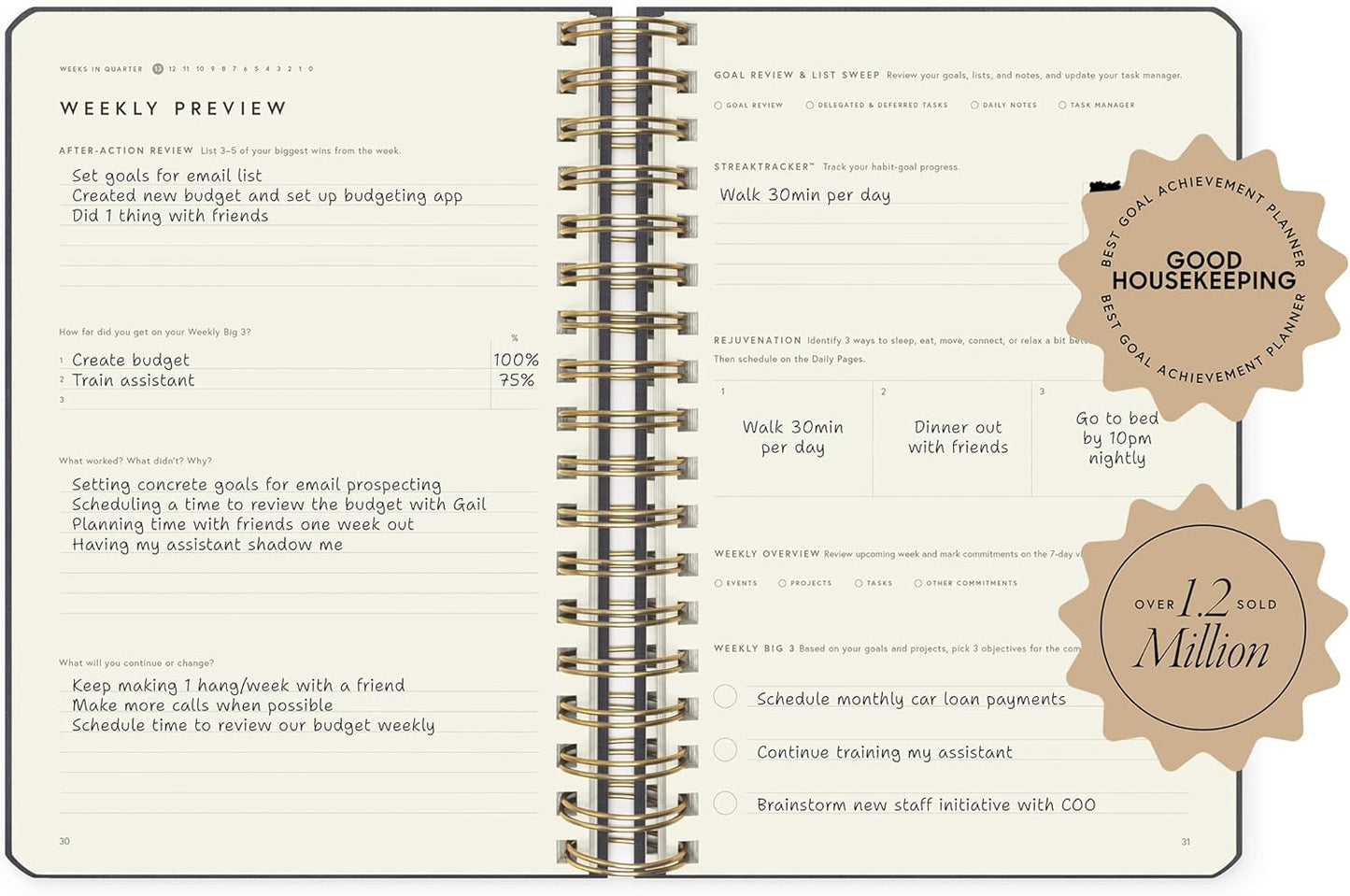 Full Focus Leather Coil Planner by Michael Hyatt - The #1 Daily Planner to Set Annual Goals, Increase Focus, Eliminate Overwhelm, and Achieve Your Biggest Goals - Hardcover (Navy Blue)