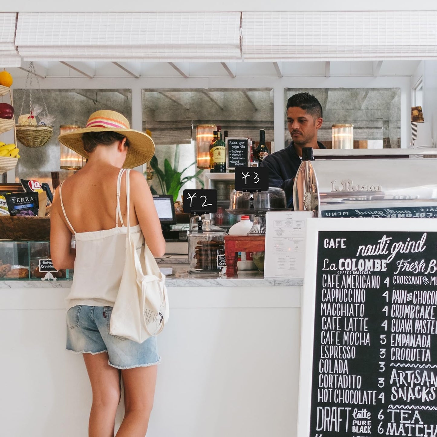 20 PCS Clip on Sign Holder, Plastic Rotatable Pop Label Merchandise Sign Display, Writable Mini Chalkboard with Double Sided Clips, Message Board for Notes Price Tag Supermarket Office Party