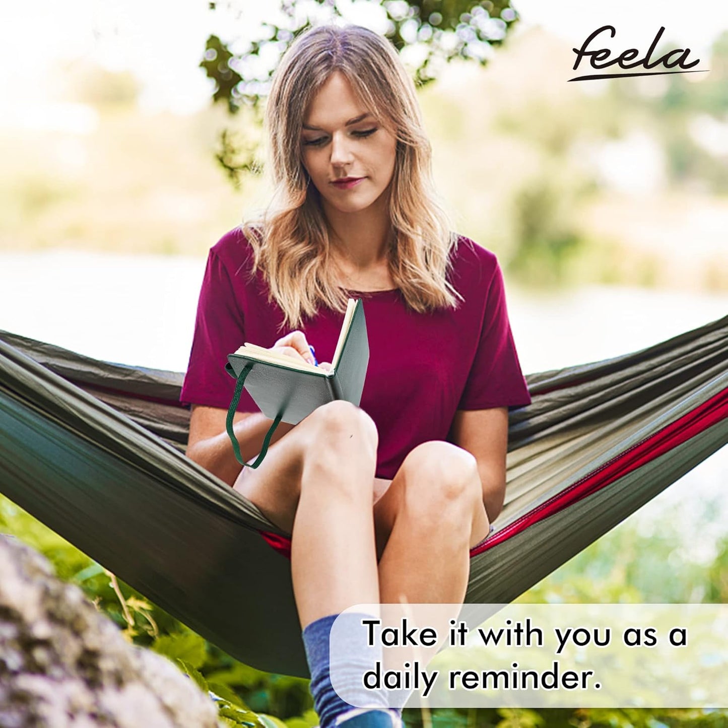 feela 6 Pack Pocket Mini Notebooks Bulk, Small Cute Memo Notepads Hardcover College Ruled Lined Journals with Pen Holder for School Business Work, with 6 Black Pens, 3.5”x 5.5”, A6, Dark Green