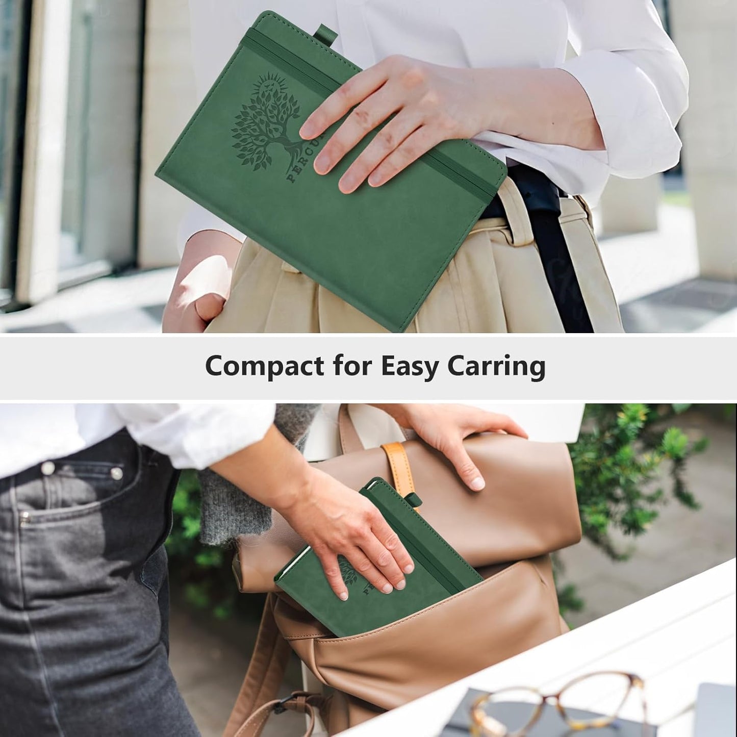 Dotted Journal Notebook for Men & Women, 160 Pages Dot Grid notebook for Note Taking, Bullet Journaling Notebook for Work, School, Travel, Writing, A5 Hardcover 5.9" x 8.5"(Green)