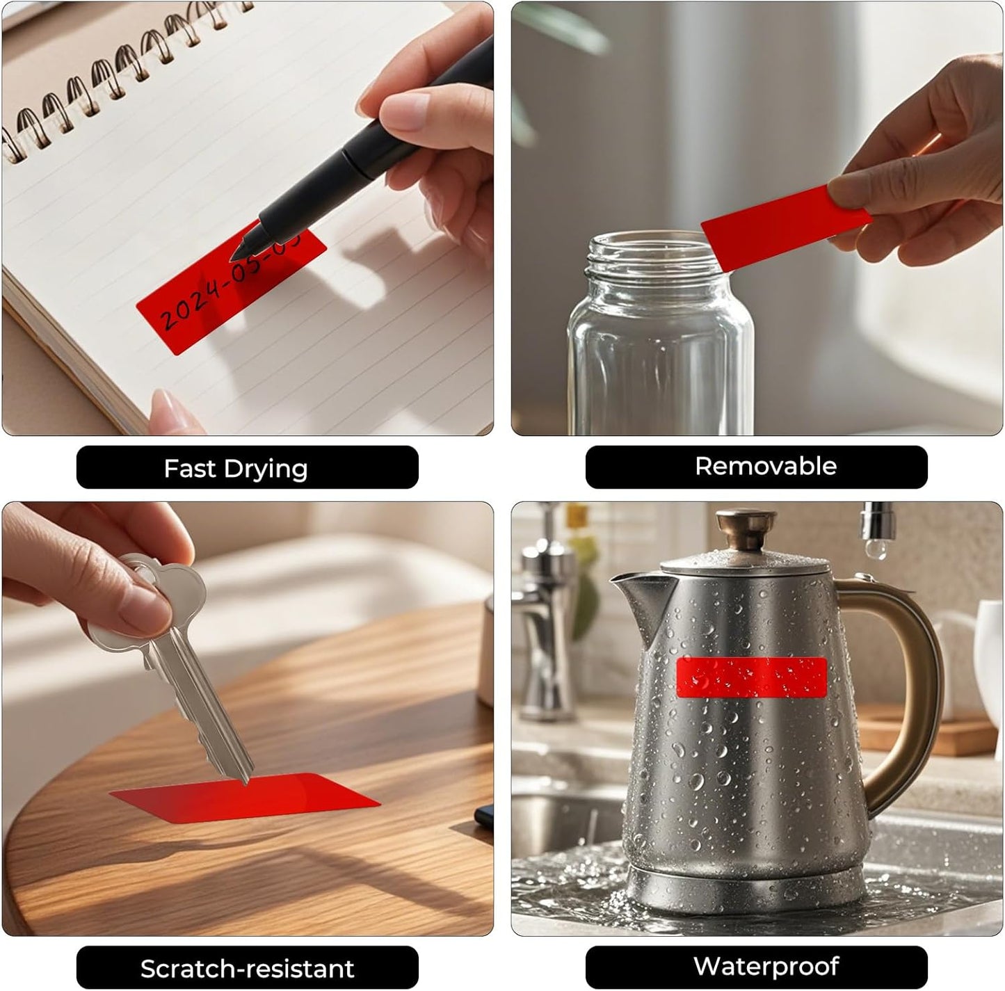 10 Colors Assorted Labels Stickers 3×1 Inch Vinyl Rectangular Label Removable Waterproof Color Coding Name Tag for Classroom Office File Inventory Marking 160 PCS