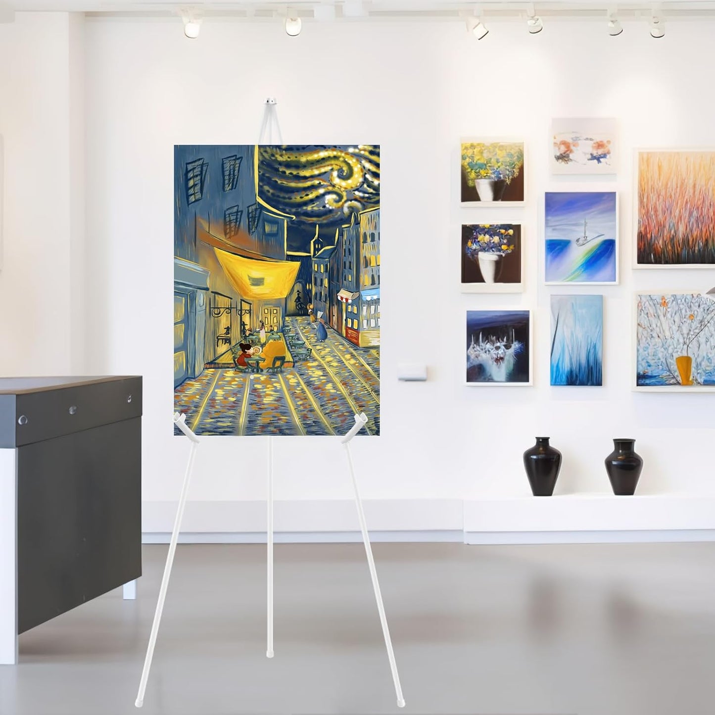 3PCS White Easel Stand for Wedding Sign Stand, 66 Inch Lightweight Adjustable Art Poster Board Stand for Display Wedding Welcome Sign, Metal Easel Stand for Painting with Portable Bag