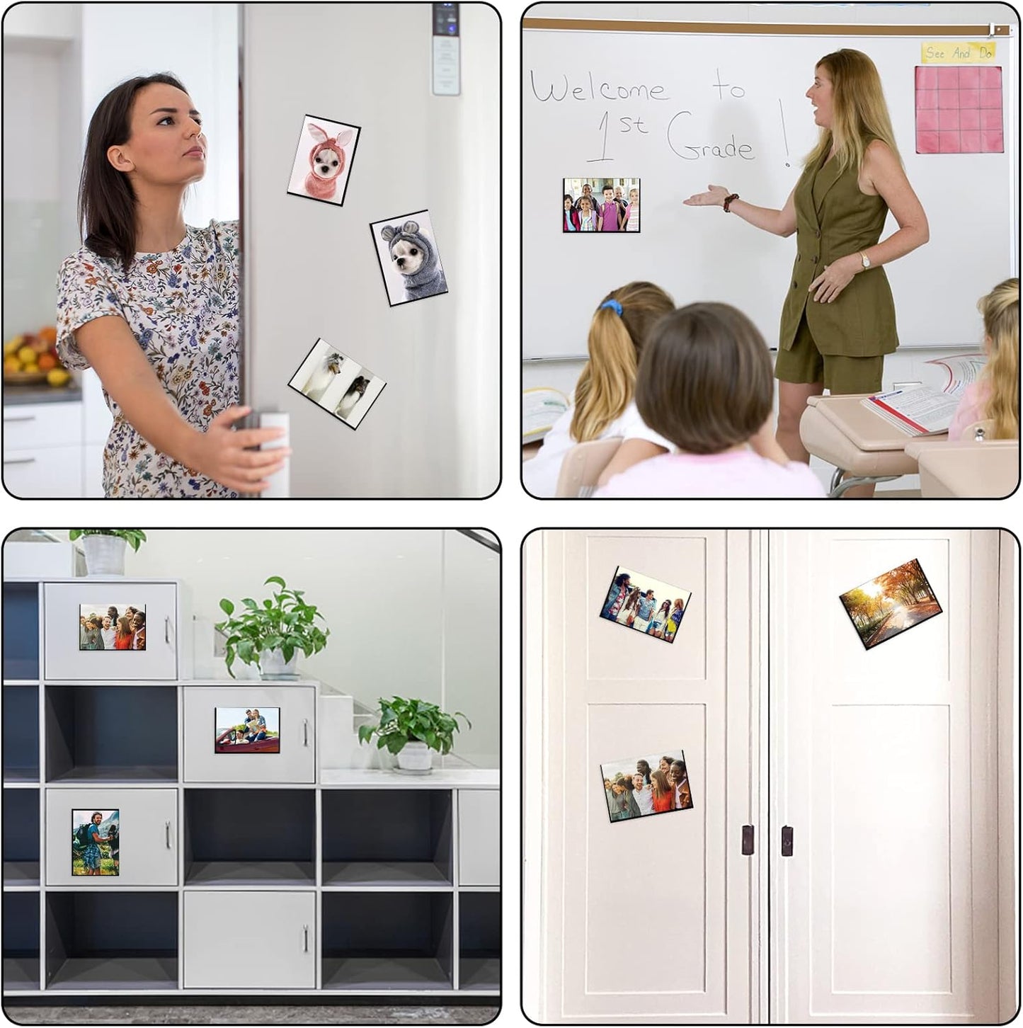 30 Pieces Magnetic Picture Frame for 5X7 Photos,Black Magnets Cards Holder for Fridge/Whiteboard/Lockers
