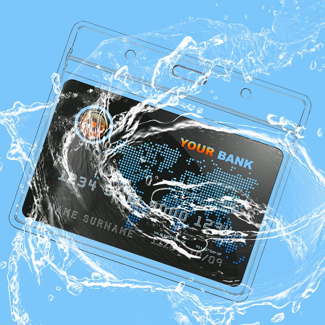 Bird Fiy Lanyards with id Holder Name Badges 50 Pcs Waterproof Type Clear Plastic Horizontal Name Tag Badge Id Card and 50 Pcs Lanyard (Green)