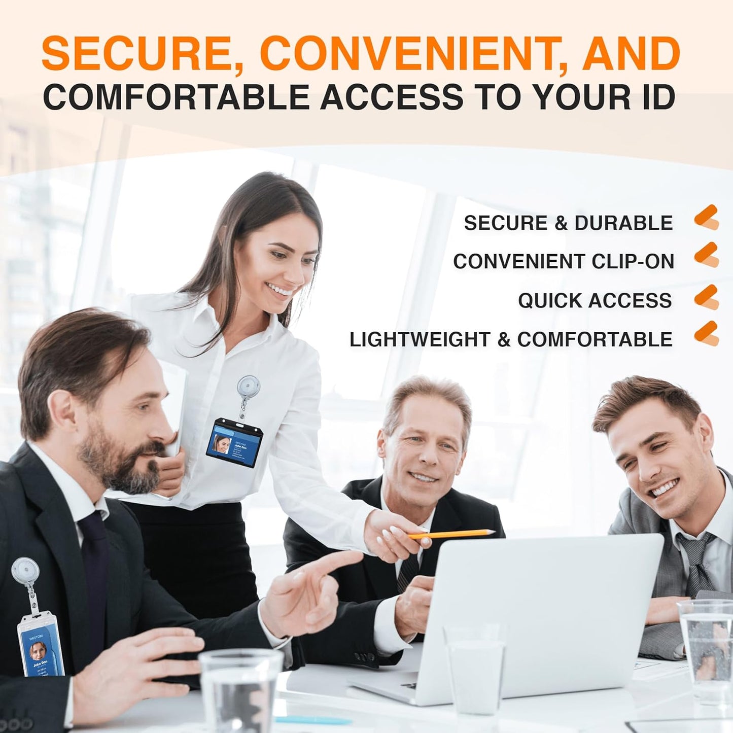 100 Pack Badge Reels Retractable Badge Holder with Clip, Id Clips for Badges, Id Badge Reel, Retractable Id Badge Clip with Clear Vinyl Strap & Alligator Swivel, No Twist Dispenser (Clear)