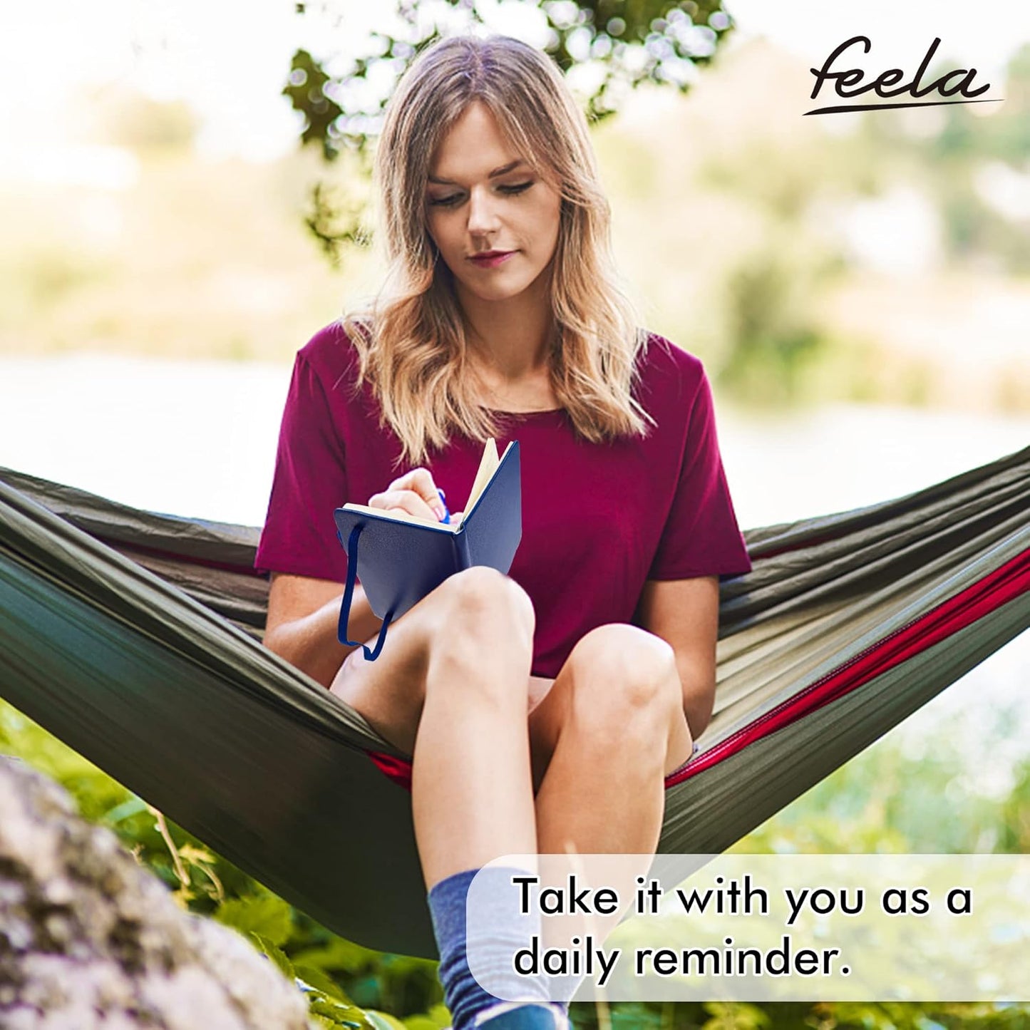 feela 6 Pack Pocket Mini Notebooks Bulk, Small Cute Memo Notepads Hardcover College Ruled Lined Journals with Pen Holder for School Business Work, with 6 Black Pens, 3.5”x 5.5”, A6, Navy