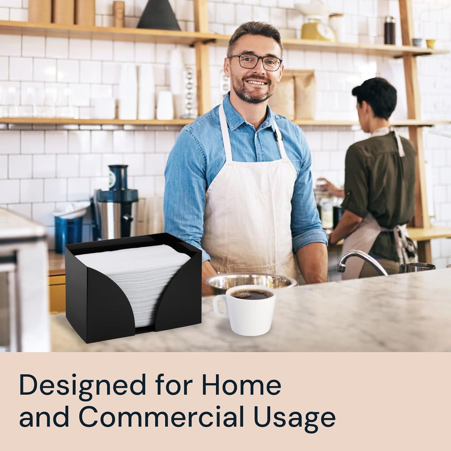 Countertop Paper Towel Holder for Wall Mount, 2 Pack - Acrylic Paper Towel Dispenser & Napkin Holder for Bathroom - Kitchen Accessories