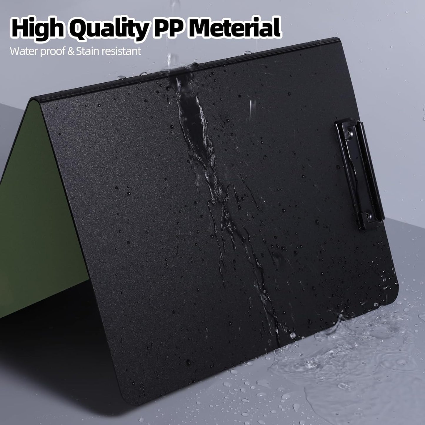 Clipboard Folder, 2 Pcs A4 Foldable Clipboard with Horizontal and Vertical Double Metal Clips, 360 Degree Foldable Binder Clipboards with Pen Holder, File Cover Work Folder Clipboards, Green