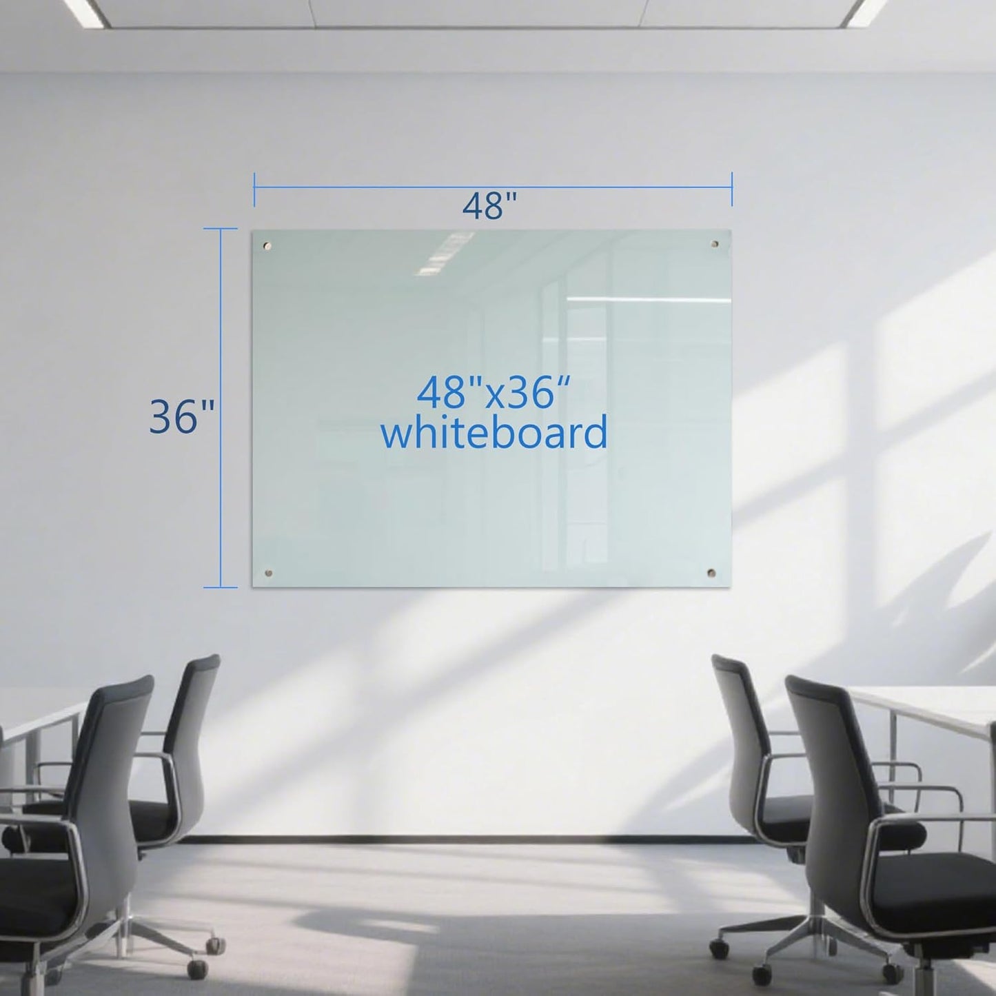 Glass Dry Erase White Board - Magnetic Whiteboard 48"X36" Large Frameless Boards with Super Strong Magnets for Office, School and Home Wall