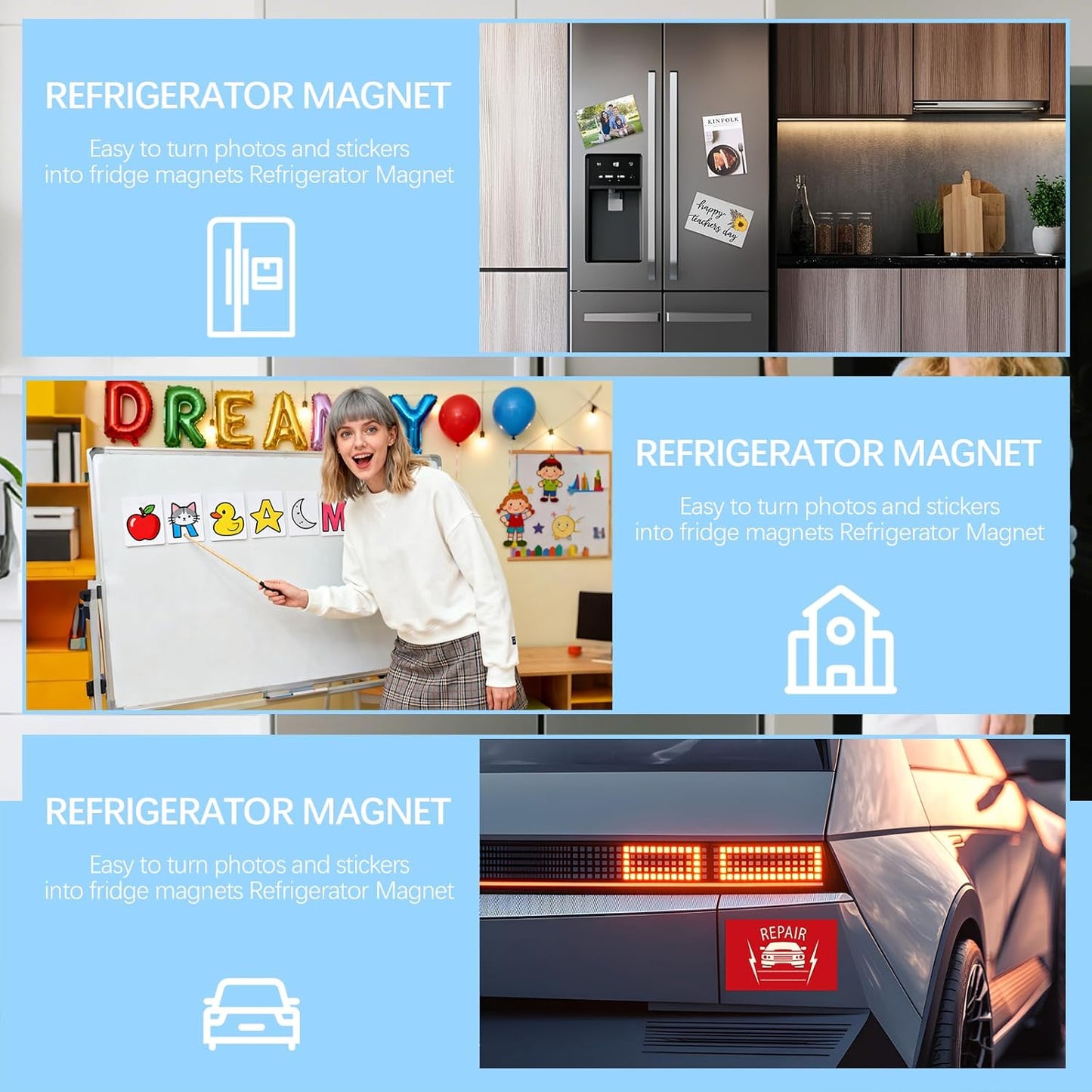 13 pcs Magnetic Sheets with Adhesive Backing 4x6 Inch Flexible cuttable Magnet Sheets Peel and Stick for Stickers Crafts Photos Classroom Decoration