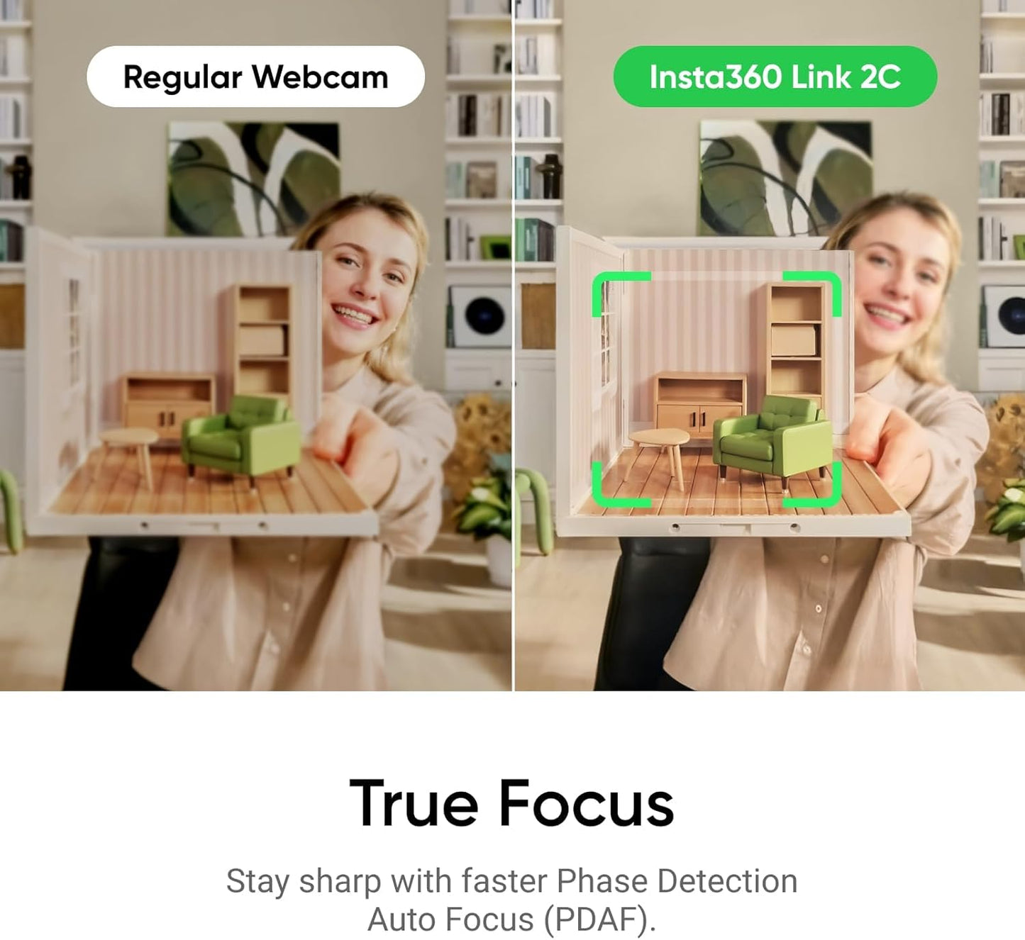 Insta360 Link 2C Tripod Bundle - 4K Webcam for PC/Mac, 1/2" Sensor, Auto Framing, HDR, AI Noise-Canceling Mic, Gesture Control for Streaming, Video Calls, Gaming, Works with Zoom, Teams, Twitch & More