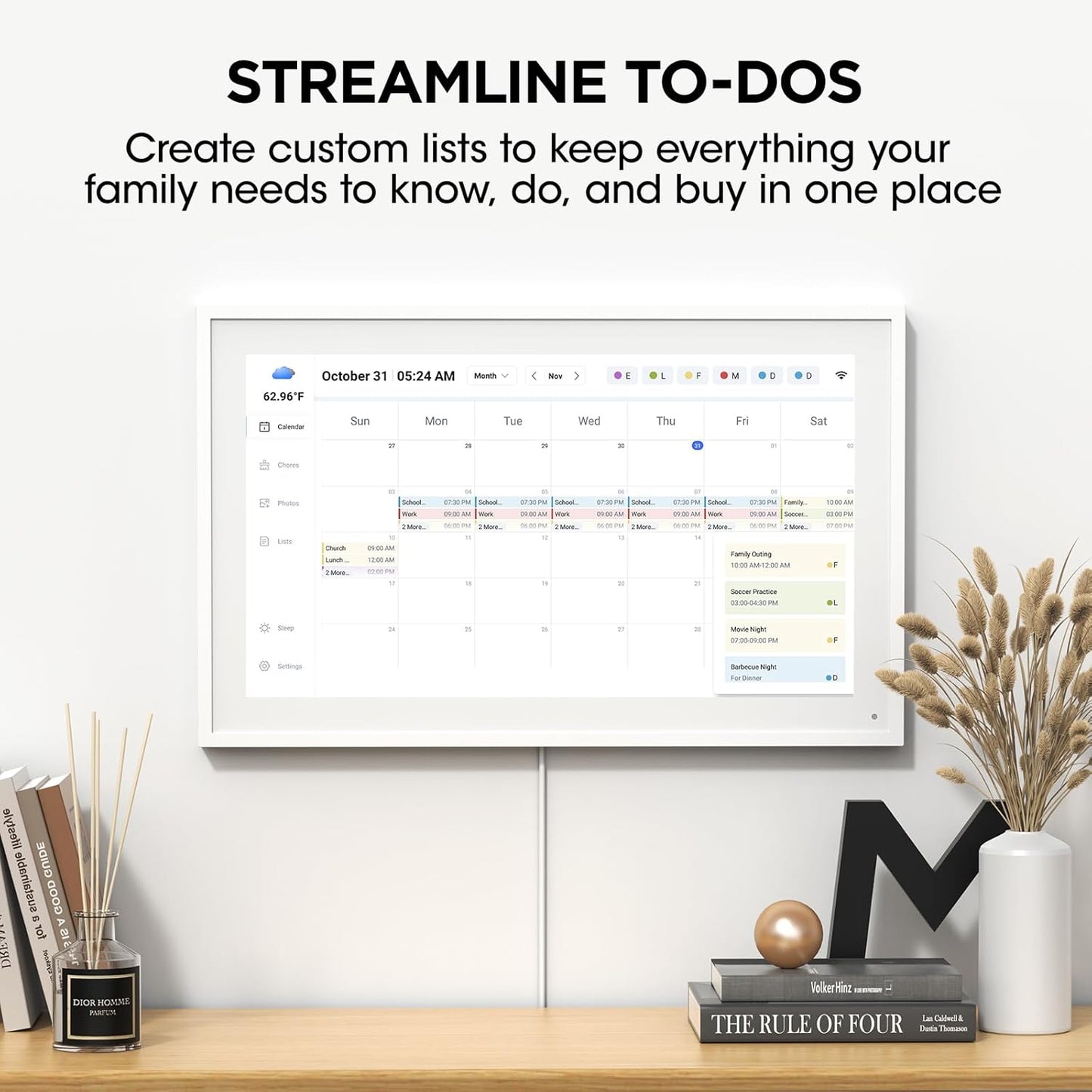 15.6 Inch Smart Digital Calendar, Wall Electronic Calendar, 1920 * 1080 IPS Full HD Touch Screen Display for Family Meal Planner Support - Streamline Household Organization
