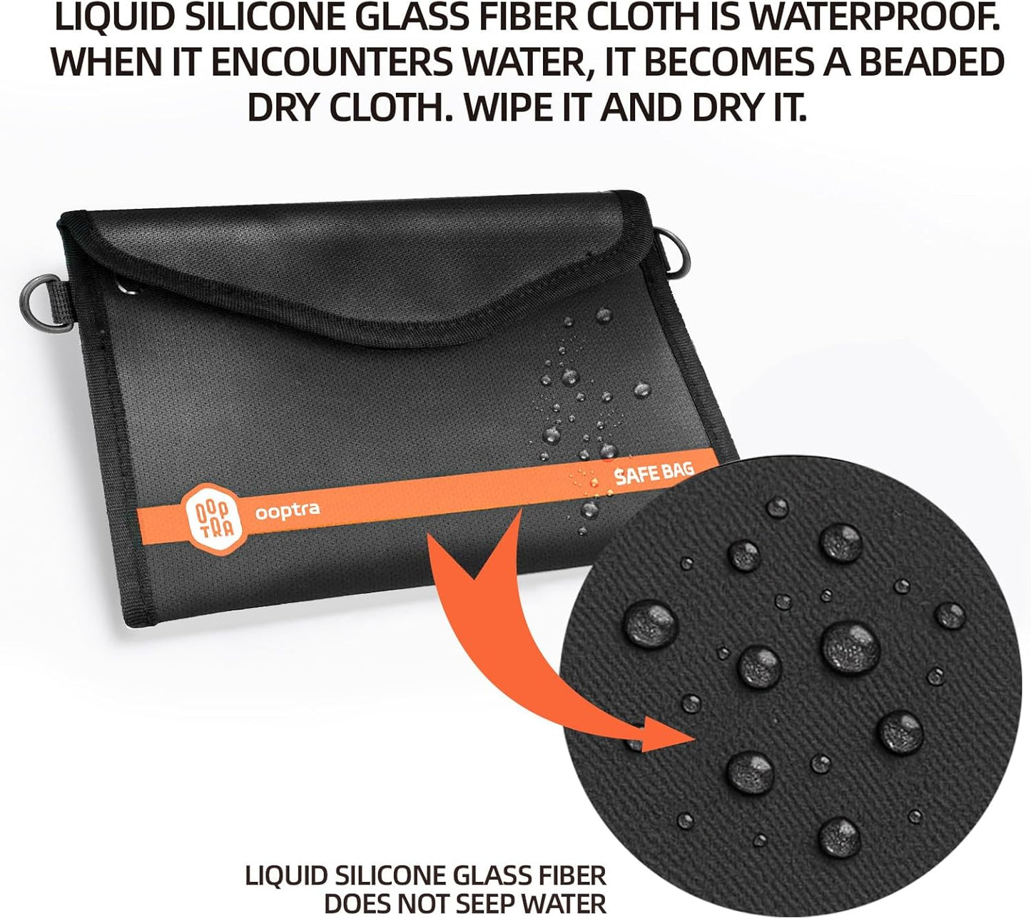 Fireproof Document Bag (Black) – Waterproof Zipper – Lightweight & Portable – for Home, Office & Travel – Holds Files, Cash, Passport, Valuables – Fire & Water Resistant – with External Buckle