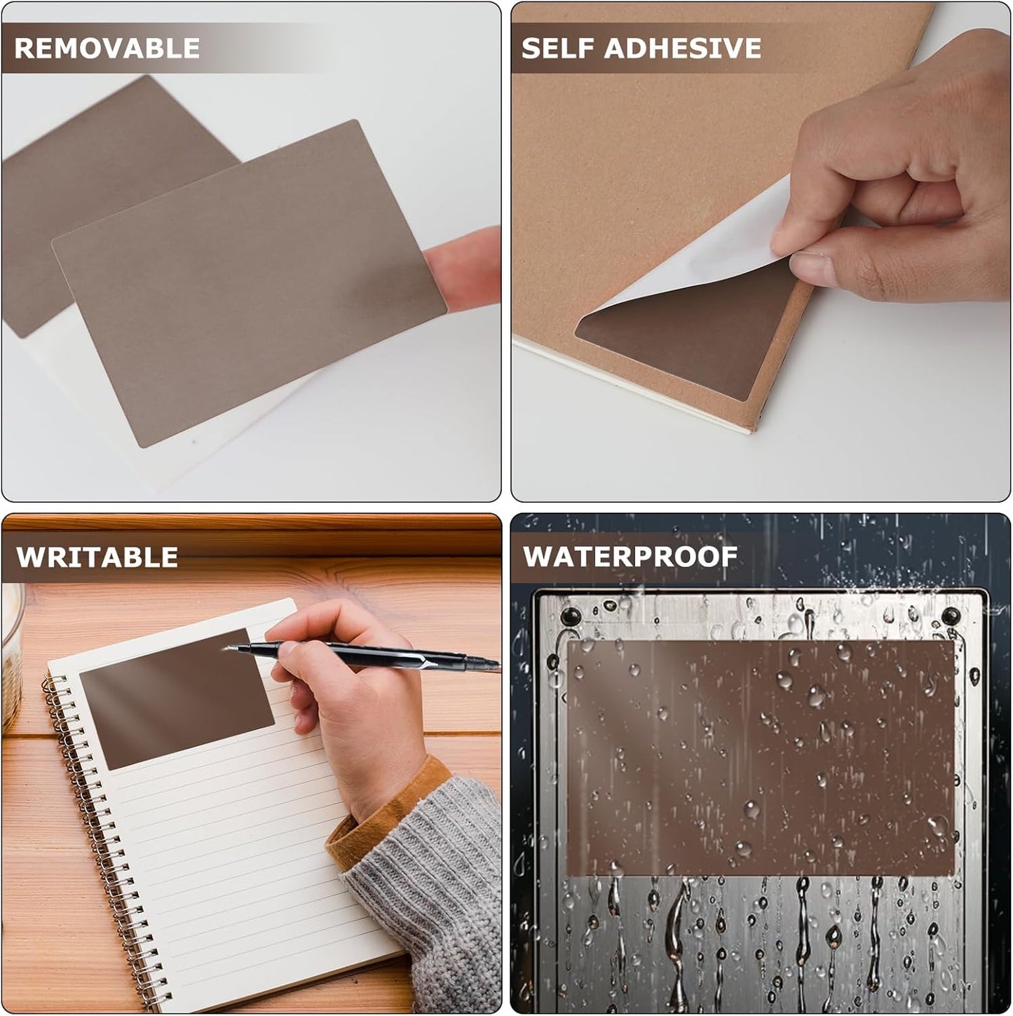 Brown Color Coding Labels 3 × 2 Inches Self-Adhesive Rectangle Stickers Waterproof Name Tags for Office School Home 40 PCS