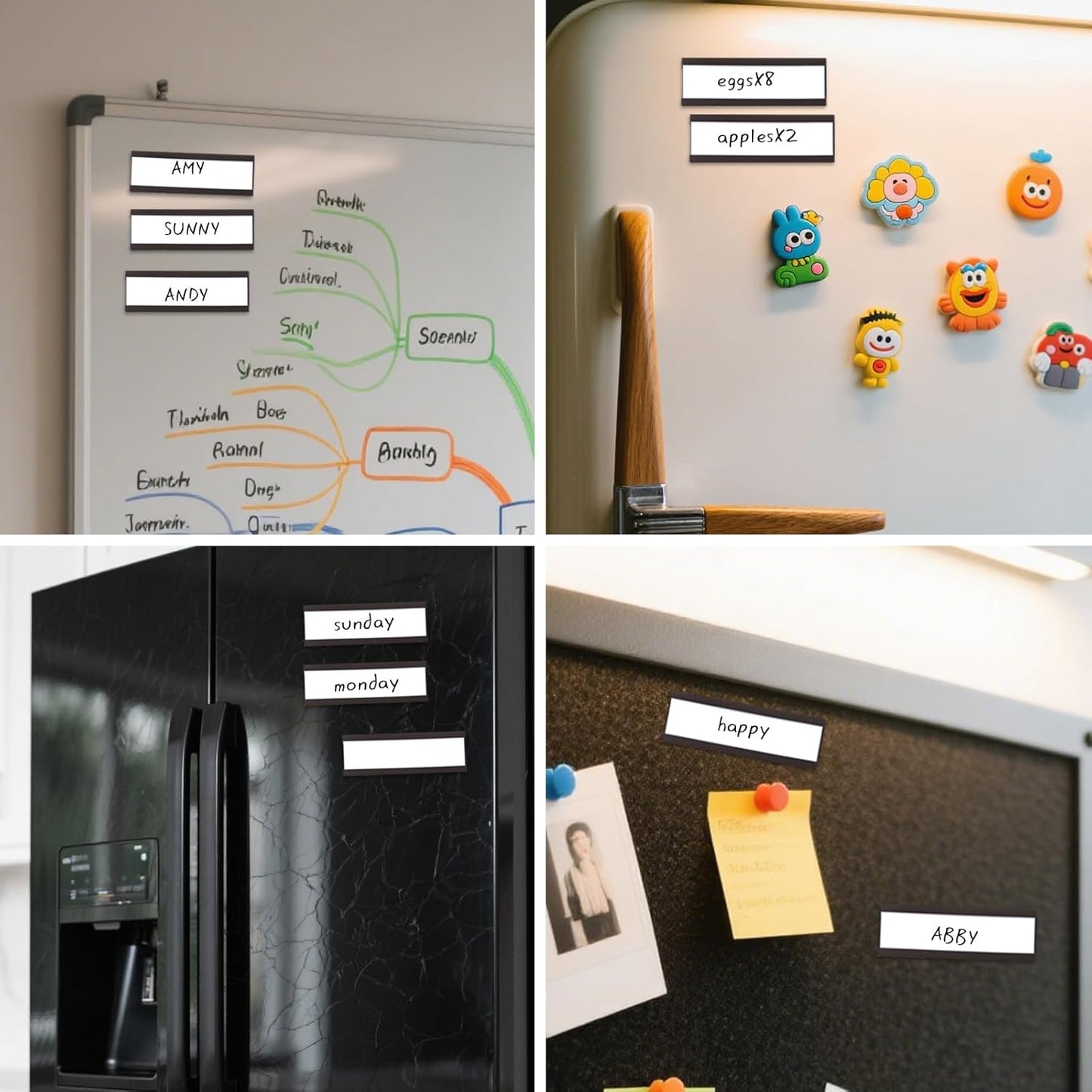 50 Pack Magnetic Label Holders, 'C' Channel Magnets Card Holders with Dry Erase Insert Label Card for Metal Racks and Shelves (1" x 3")