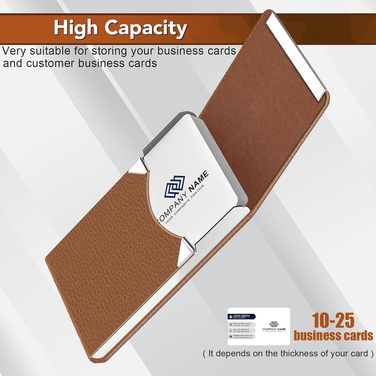 Business Card Holder with Ultra Slim Design, Business Card Case with Premium PU Leather, Suit Pocket Metal Card Holder for Women/Men, Magnetic Closure Quick Access Cards