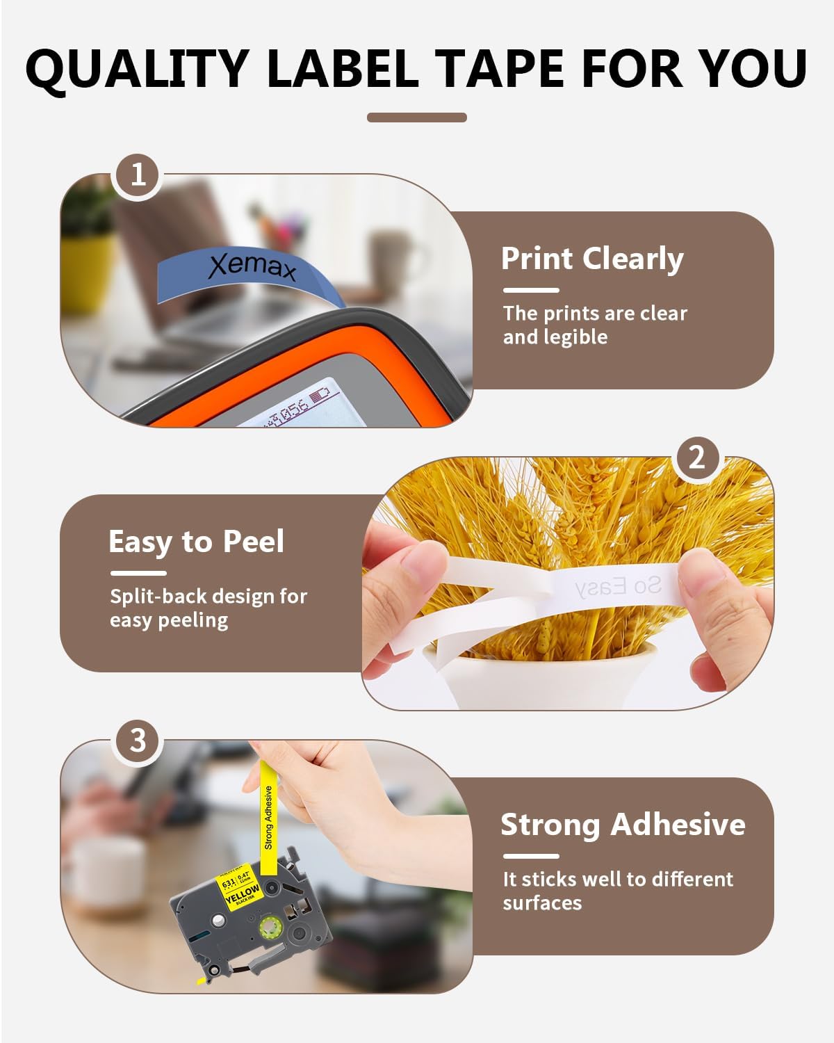 6-Pack Tze 12mm 0.47" Laminated Multi-Color Tz Tape Compatible with Brother P Touch Colored Label Tape Tze 131 231 431 531 631 731 Work for PTouch PT-H110 PT-D210 D220 D400 1290 Label Makers