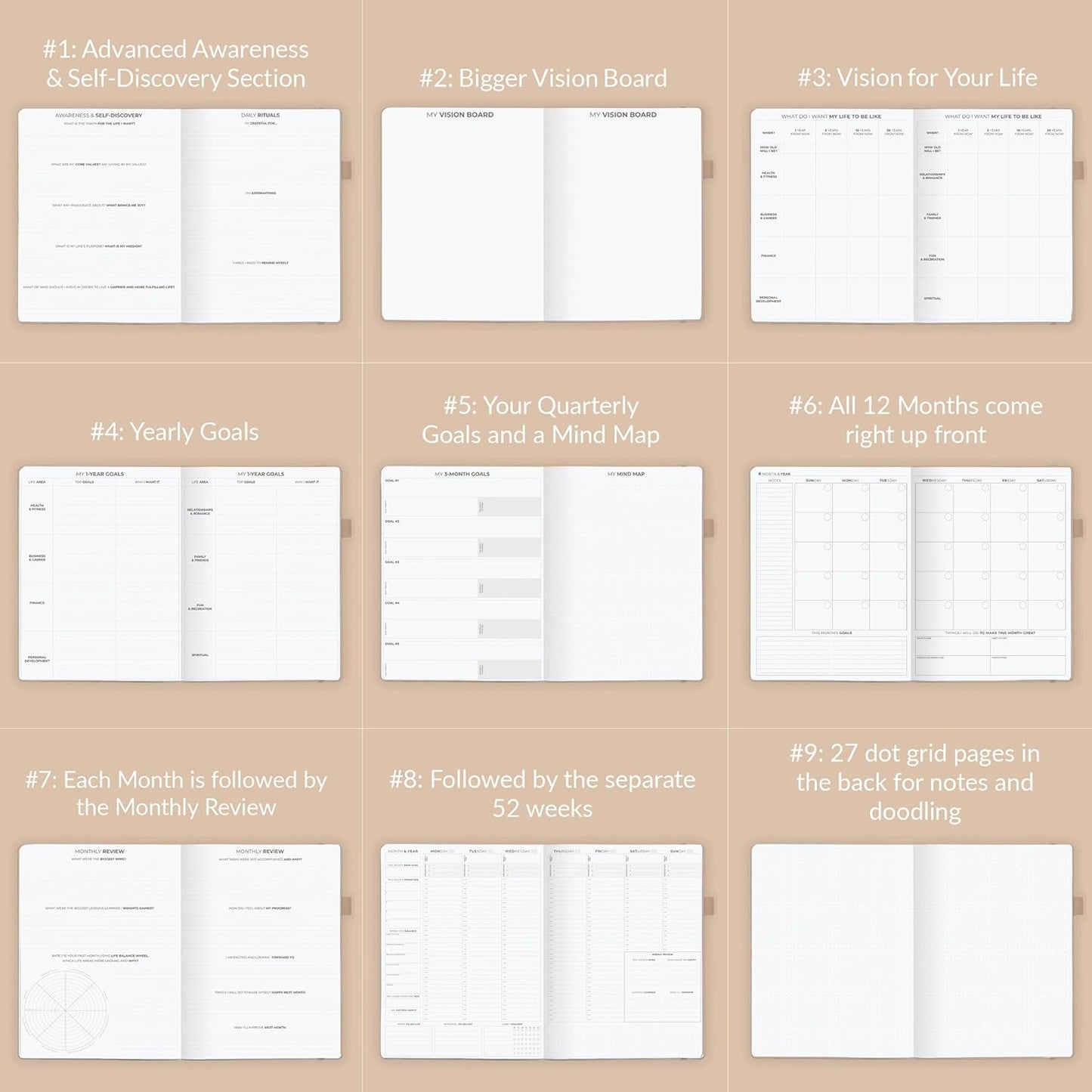 Clever Fox Planner PRO Schedule – Undated Weekly & Monthly Life Planner with Time Slots, Appointment Book & Daily Organizer, A4 (Seashell)