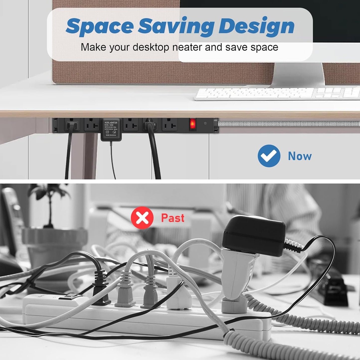 HEZI 20 Amp Power Strip with 5-20P/T- Plug, Heavy Duty High Amp Metal Surge Protector, Mountable Industrial Power Strip with 6AC Outlets(5-20R) and Circuit Breaker, 6FT 12AWG Extension Cord