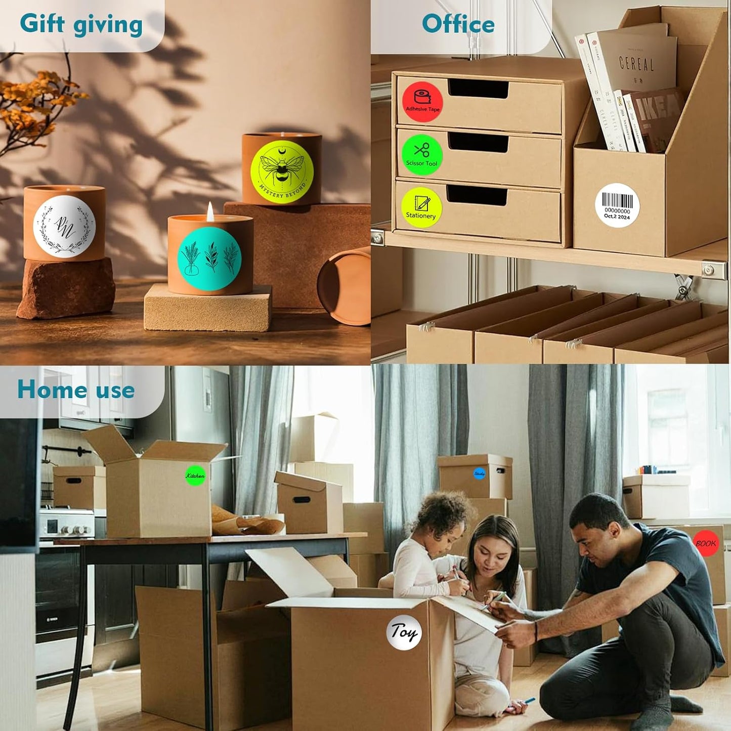 3 X 3 Inch Color Coding Dot Labels Circle Thermal Printable Waterproof 500 Pcs Round Stickers Adhesive Writable for Office, Home, Garage, DIY Sticker, Barcodes, Name Tag, Fluorescent Blue