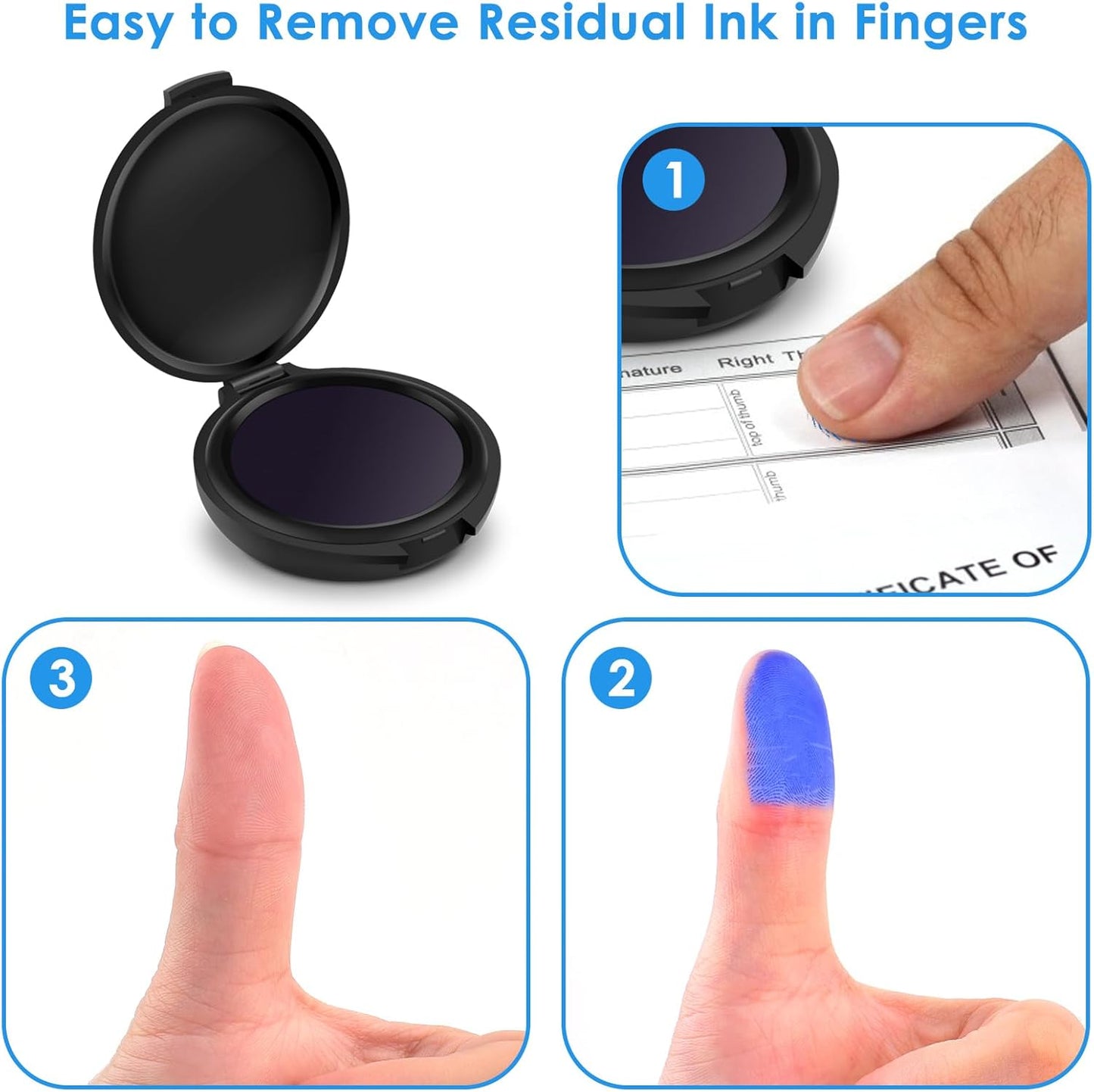 ERKOON Ingerprint Ink Pads, Thumbprint Ink Pad for Notary Supplies Identification Security ID Fingerprint Cards Law Enforcement Fingerprint (Blue-1 Pack)