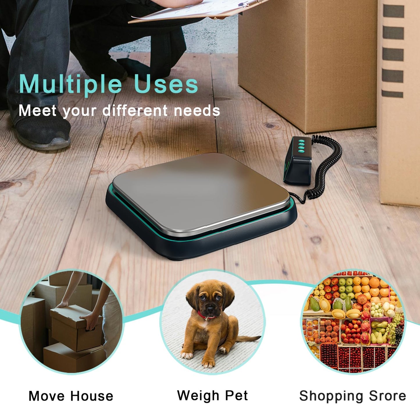 Digital Shipping Scale, 86 lbs/0.1oz Highly Accurate Postal Scale for Packages with Hold/Tare/Separate LCD Display,Stainless Steel Postage Scale,Package Scale for Small Business, Mail Scale