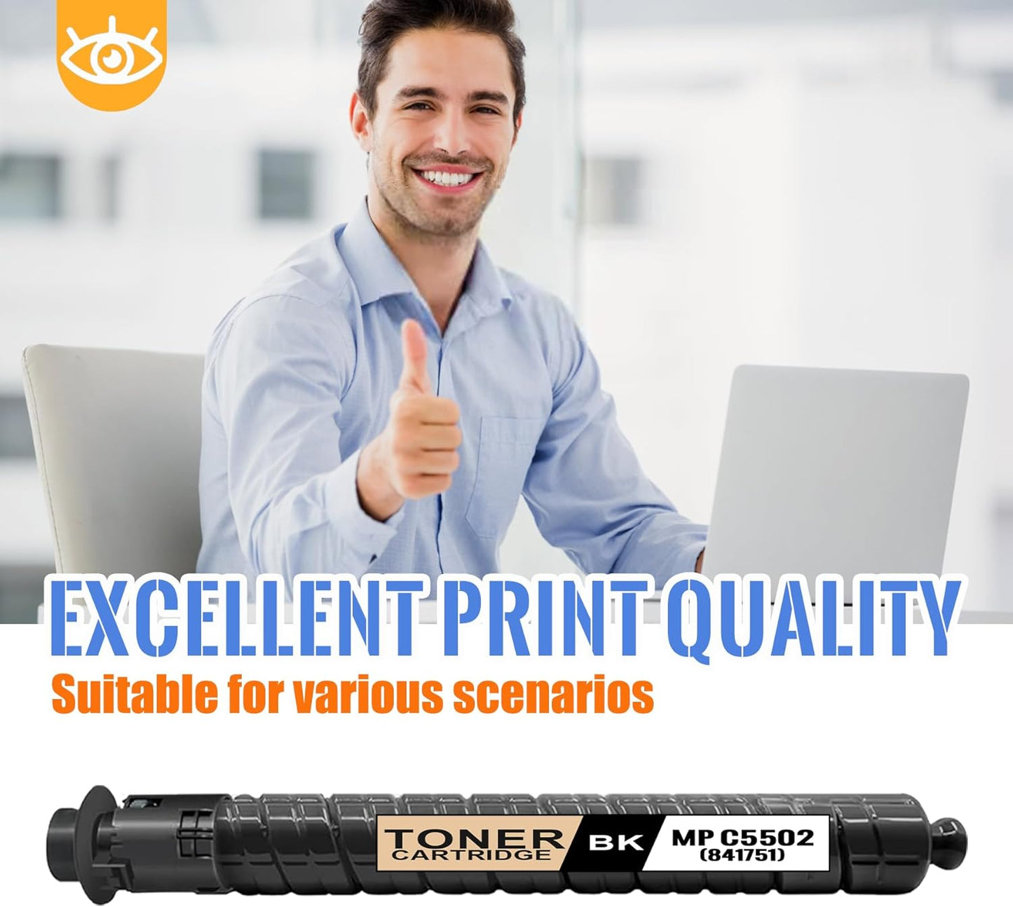 1 Pack MP C5502 Black Toner Cartridge | Replacement for Ricoh MP C5502 Work with Aficio MP C4502 C4502A C5502 C5502A LANIER MP C4502 C4502A C5502 C5502A SAVIN MP C4502 C4502A C5502 C5502A | 841751
