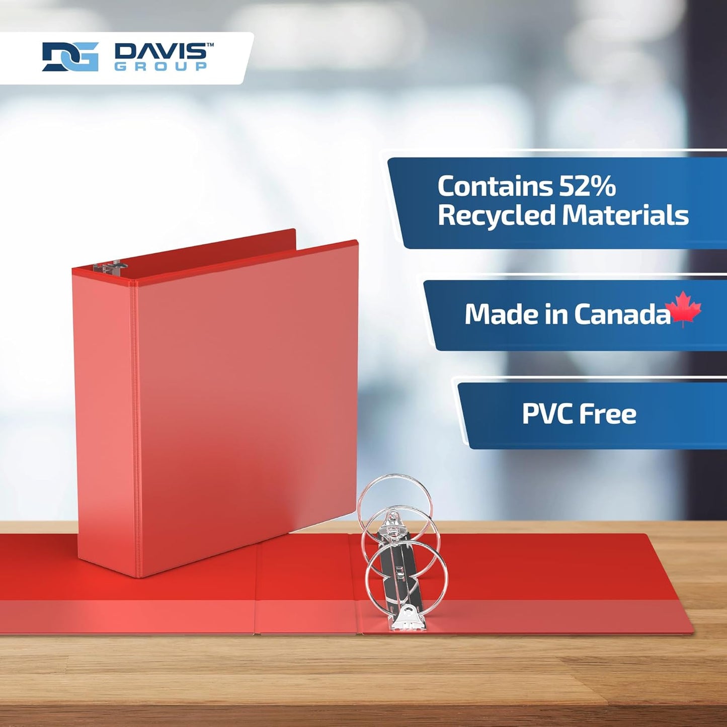 Easyview Premium 3-Ring Binders with Clear-View Covers and Round Rings, Binders for School or Office, 3 Inch, Pack of 6, Red