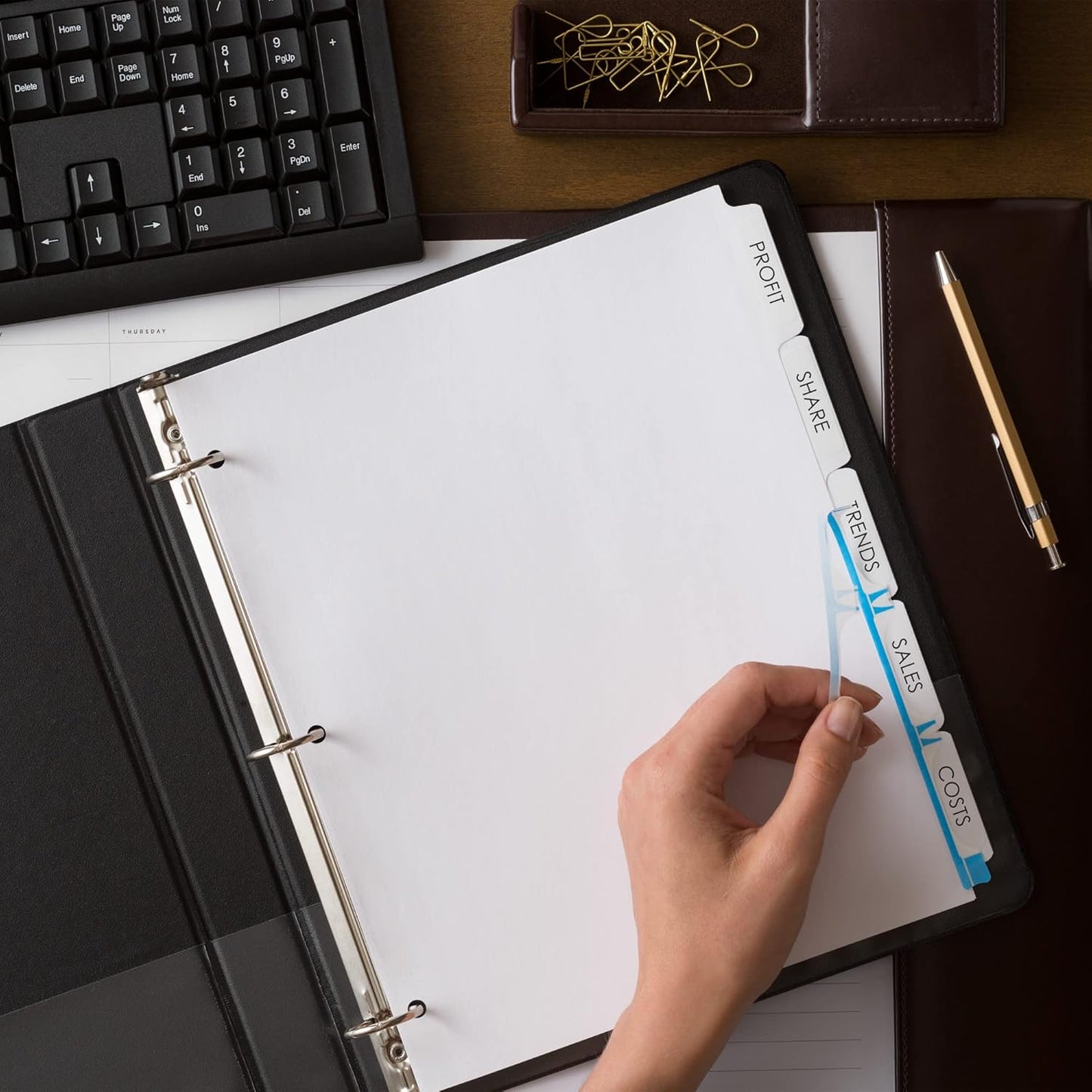 Avery 5 Tab Dividers for 3 Ring Binder, Easy Print & Apply Clear Label Strip, Index Maker Customizable White Tabs, 25 Sets (11446)