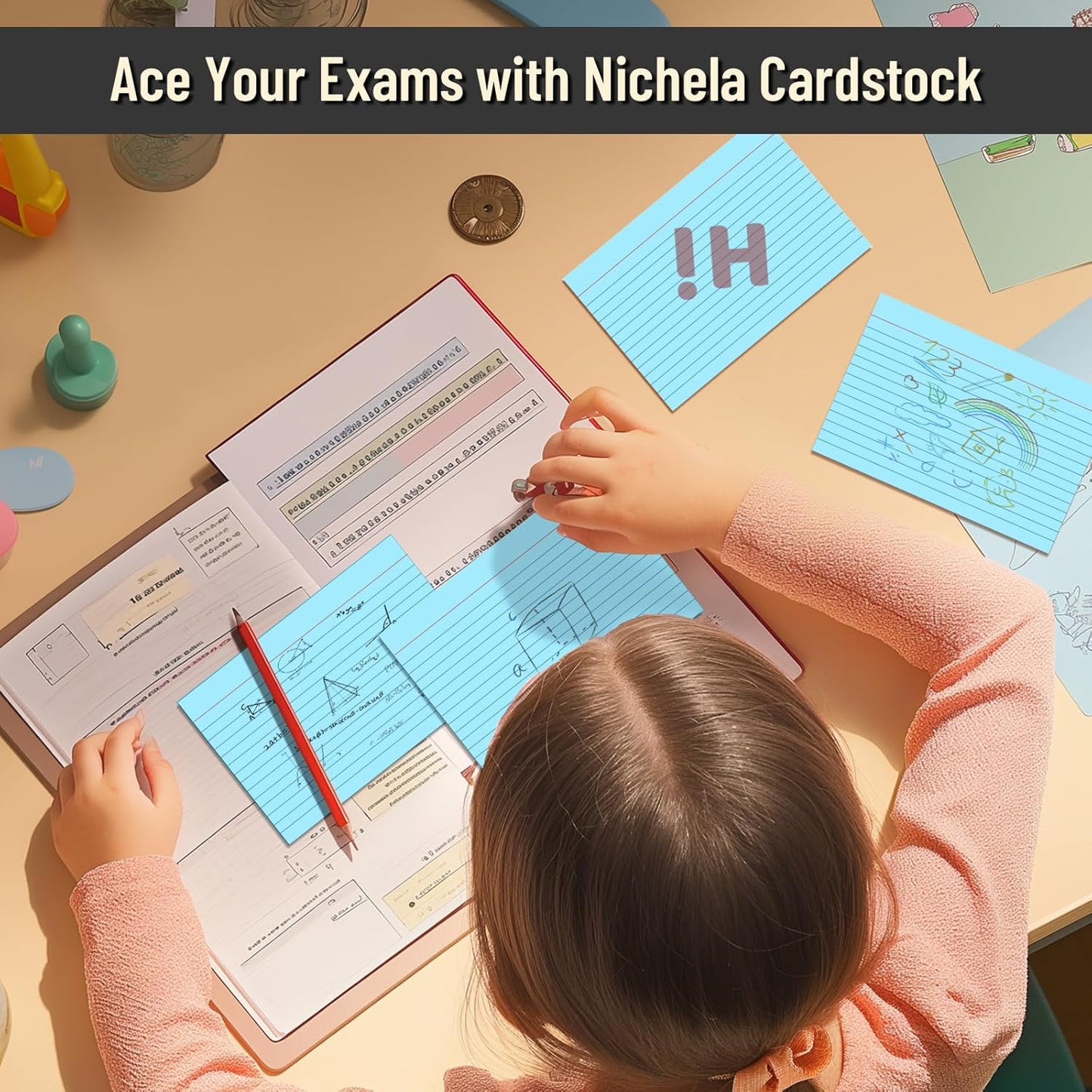 200 Pcs Index Cards 4 x 6 Inch Ruled Blue Index Cards, College Ruled Flash Cards for School, College, Office and Home Organization, Durable Study To Do List Note Cards with Ruled Lines, 5 Pack of 40