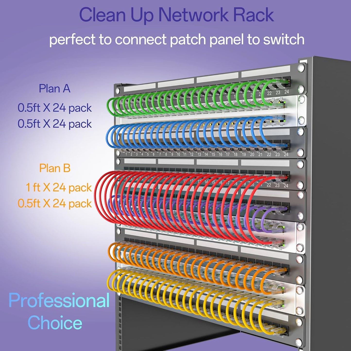 Cat6a Patch Cables 1ft (24 Pack) Slim, Cat6 Ethernet Patch Cable Pure Copper, Flexible Cat 6 Patch Cable 550MHZ 10G, Space-Saving Cat 6A Network Cables for Patch Panel, Black