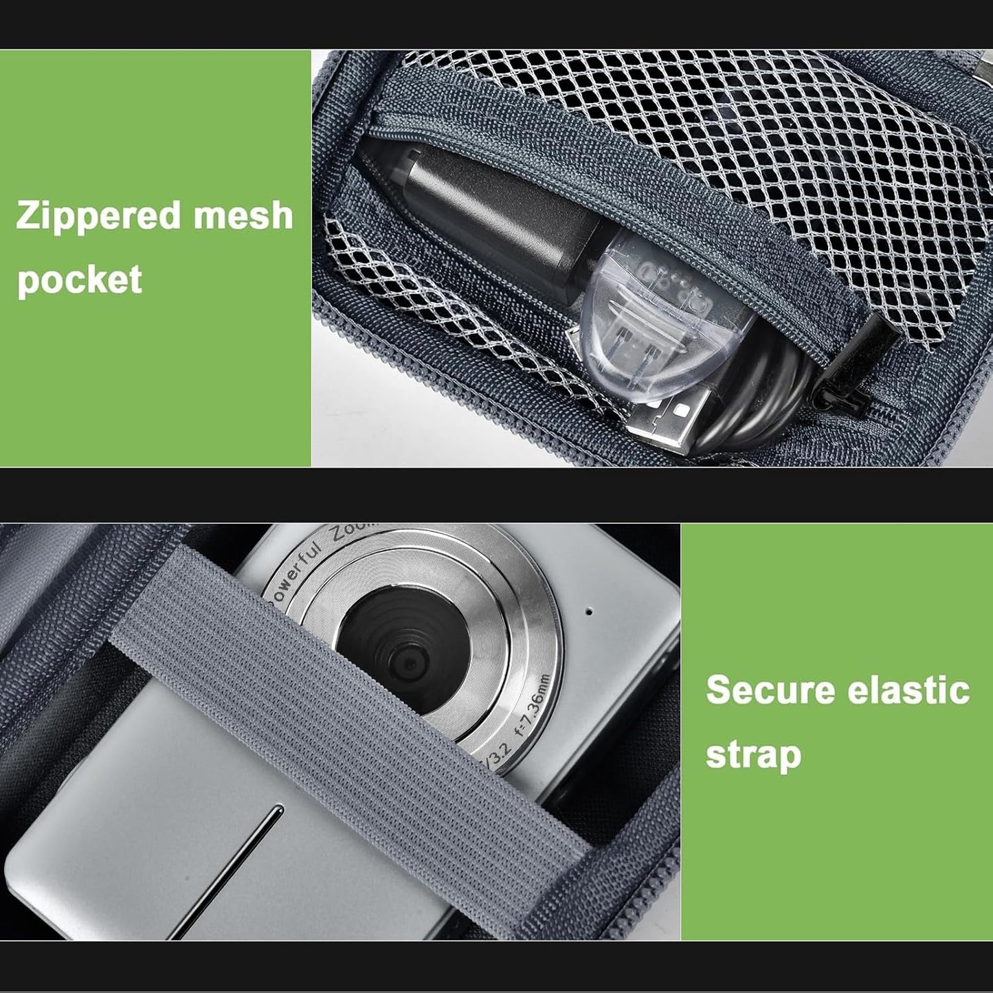 Digital Camera Case Compatible with VAHOIALD FHD 1080P/ for CAMKORY Digital Point and Shoot/for KODAK PIXPRO FZ45-BK 16MP Vlogging/for IWEUKJLO/for Nsoela, Holder for SD Card More- Grey (Box Only)