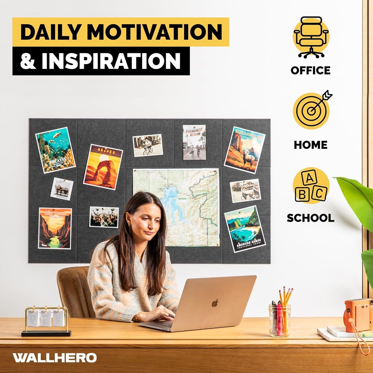 Cork Boards for Office, Dart Board Wall Protector, 59"x36" | 15 Pack | Black Bulletin Board, Cork Board, Cork Board Squares, Homasote Board, Bulletin Board Tiles (Gray Black)