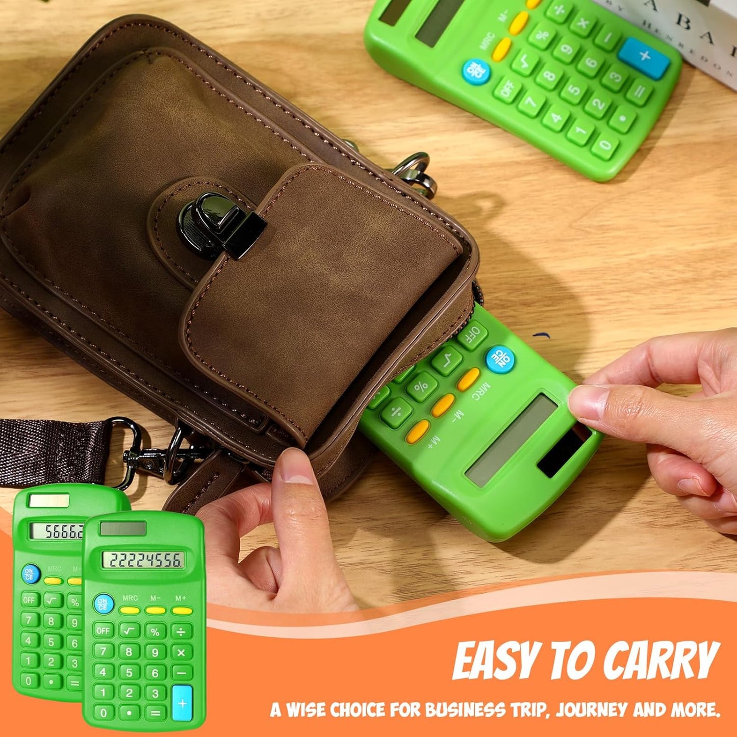 24 Pieces Basic Calculators for Students Small Pocket Size 8 Digit Display Mini Calculators Dual Powered Handheld for School Desktop Home(Green)