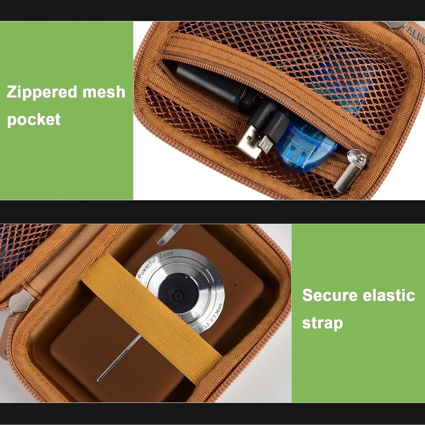 Case Compatible with VAHOIALD FHD 1080P Digital Camera/for CAMKORY Digital Point and Shoot/for Kodak PIXPRO FZ45-BK 16MP Vlogging/for IWEUKJLO/for Nsoela, Holder for SD Card More (Dark Brown)